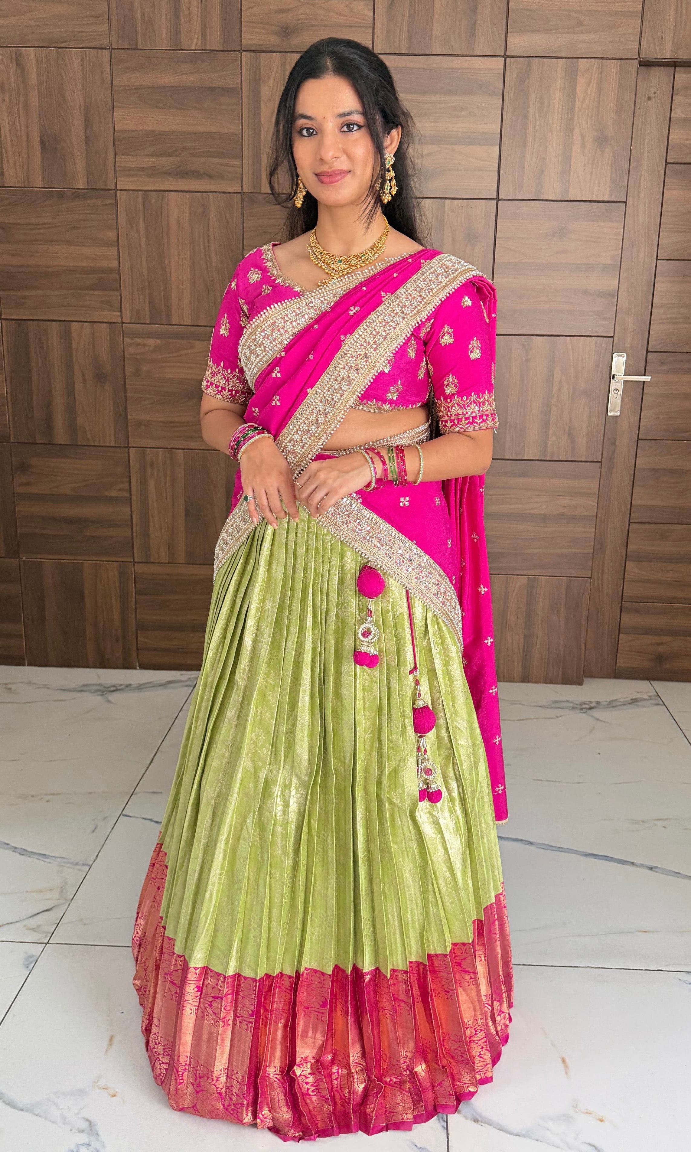 Rani pink pattu Lehenga