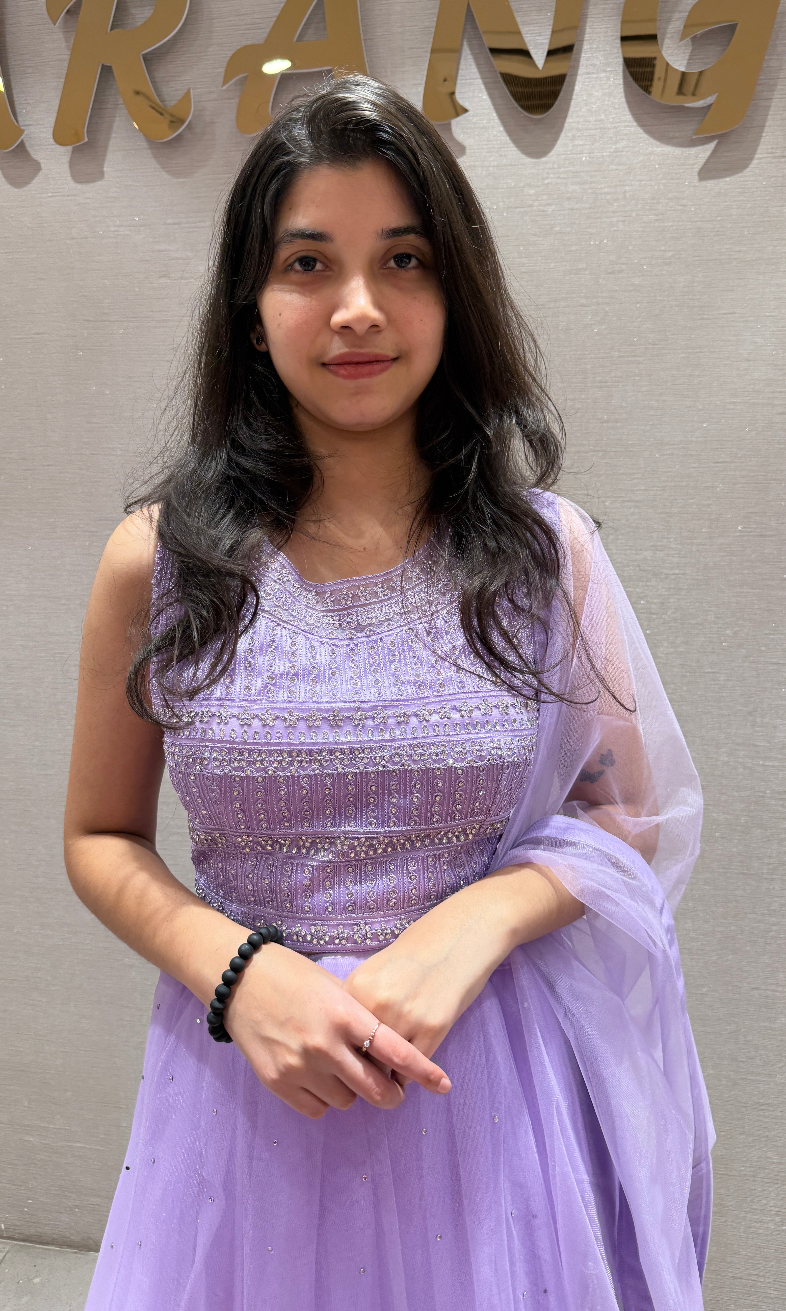 PURPLE Shimmer Net Lehenga Set