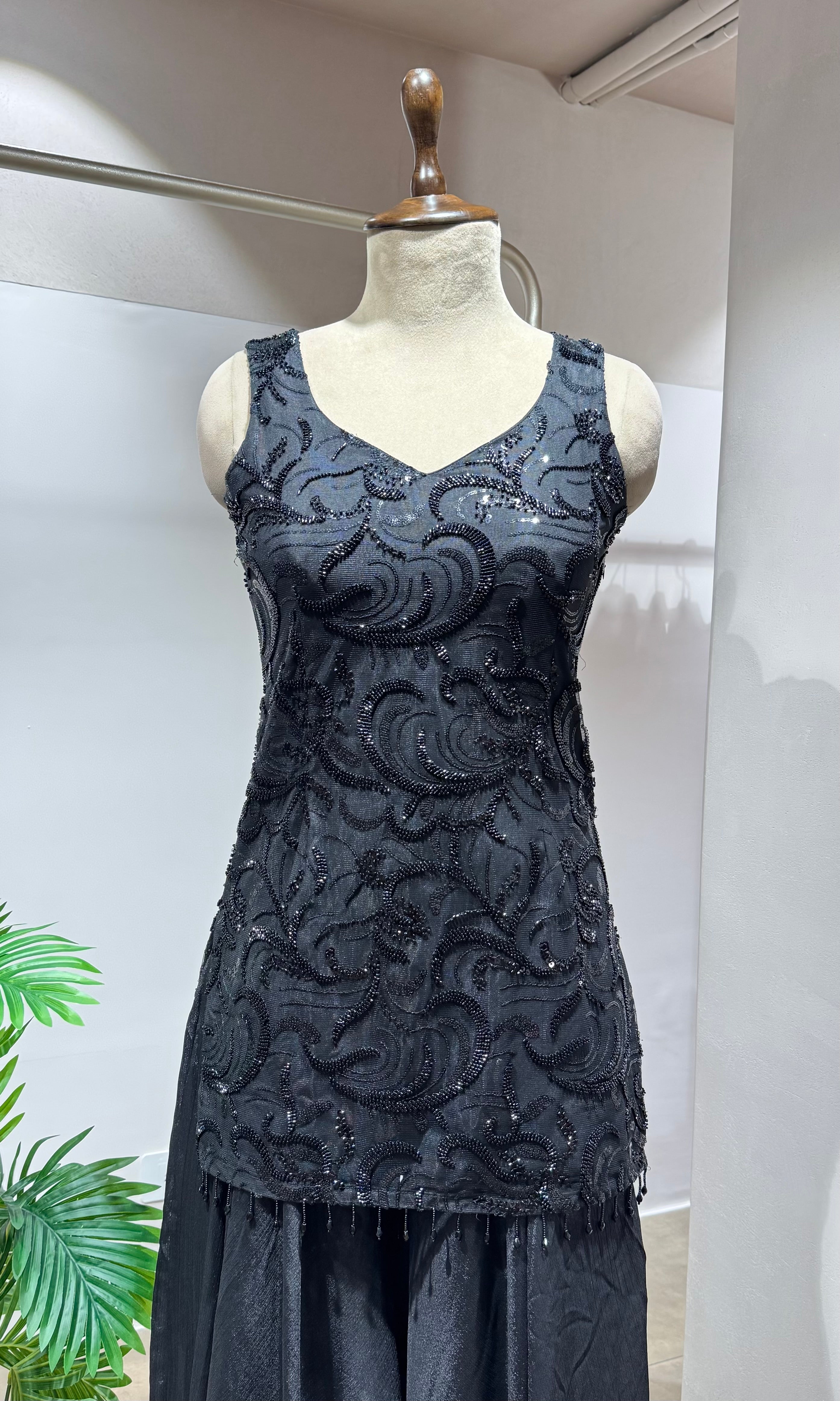 BLACK SHARARA WITH BEAD WORK