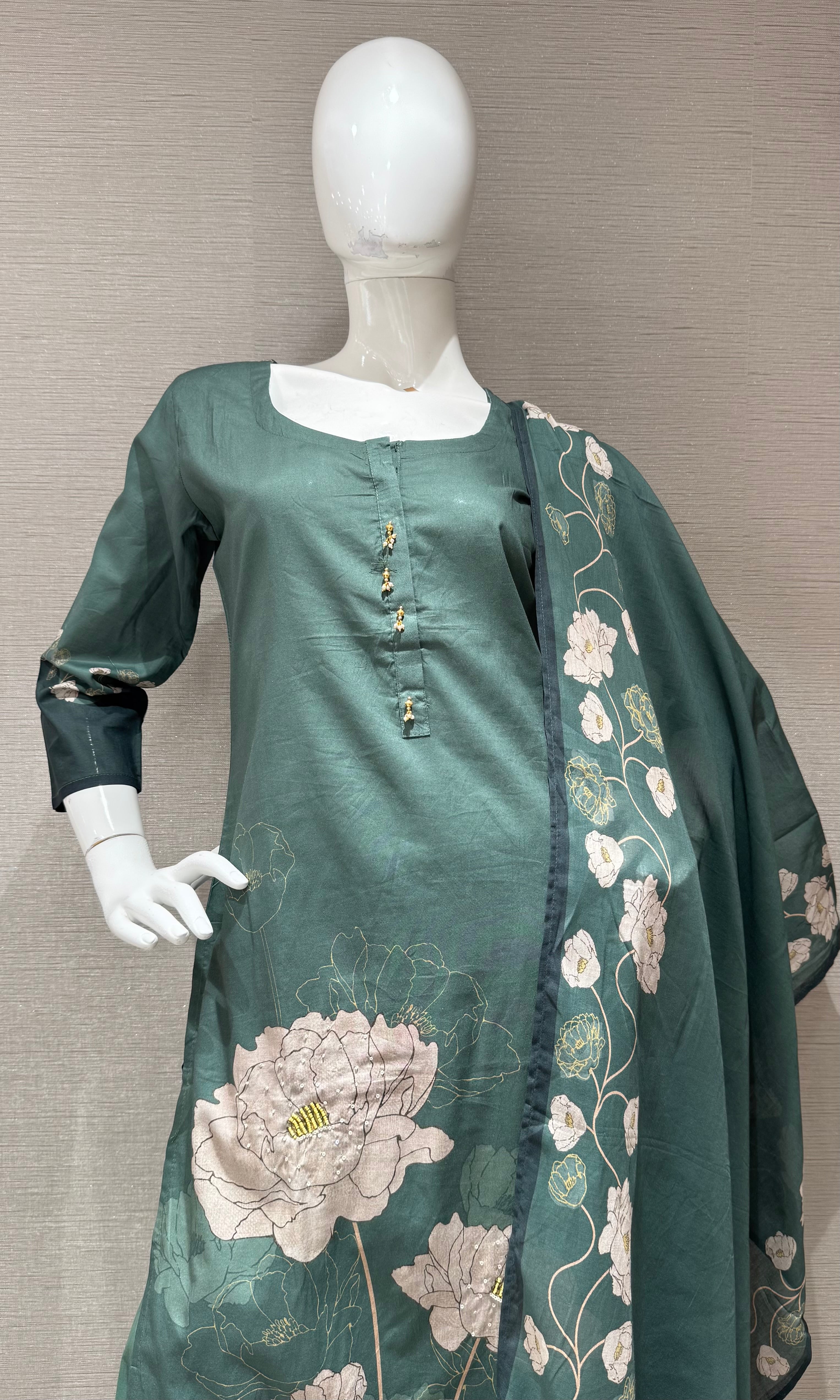 Green Floral Embroidered Salwar set