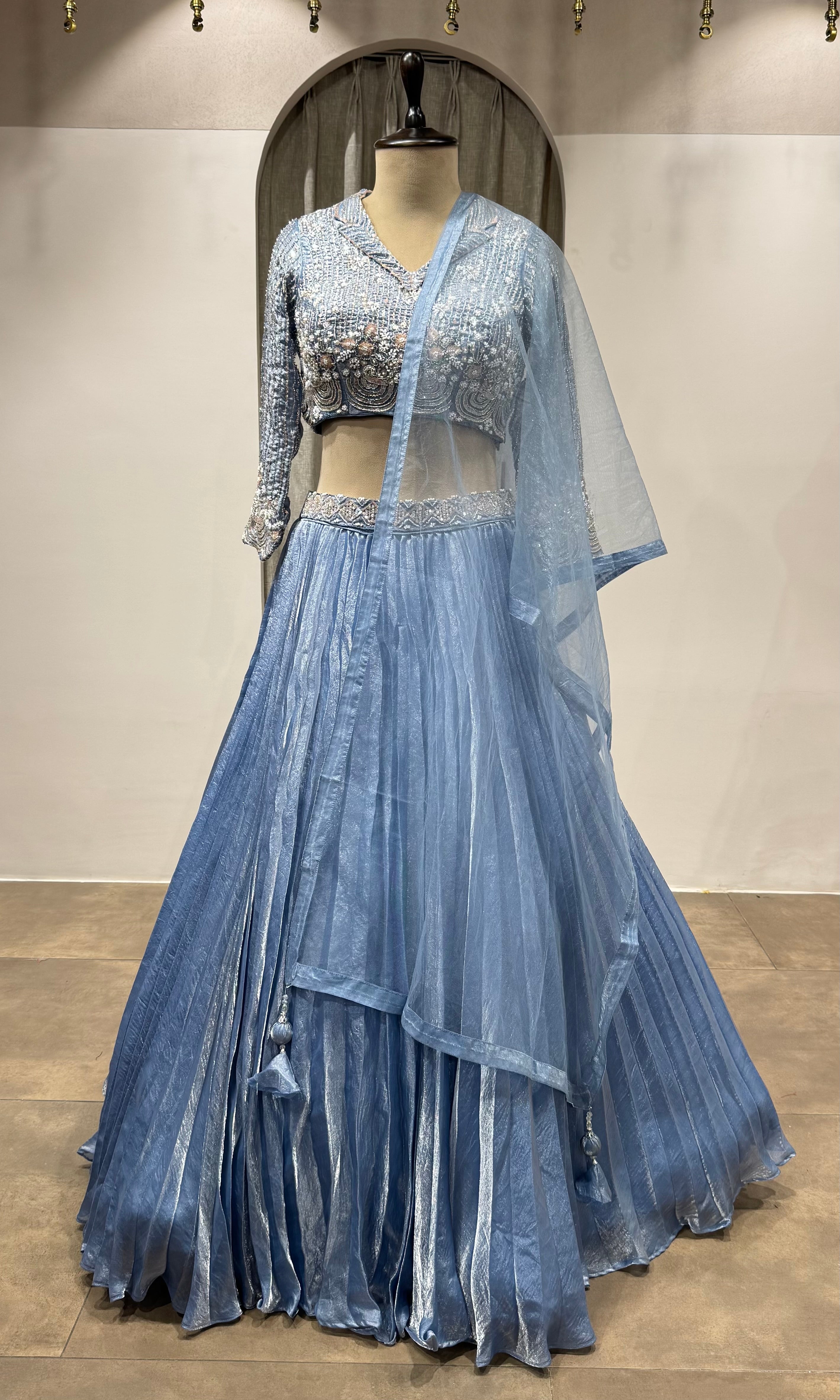 LIGHT BLUE Embroidered Designer Lehenga Set