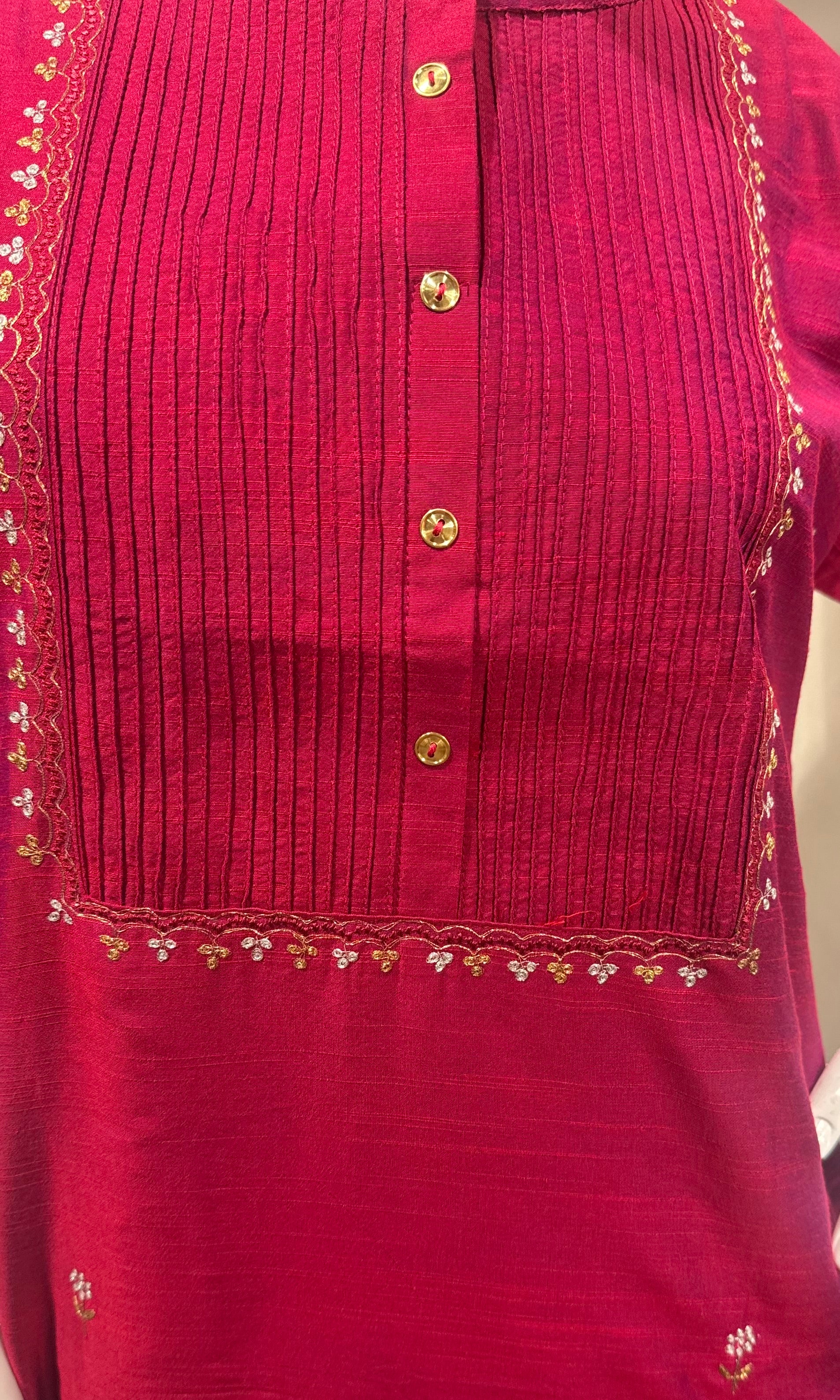 Pink Straight Kurta set with Banarasi Border Dupatta