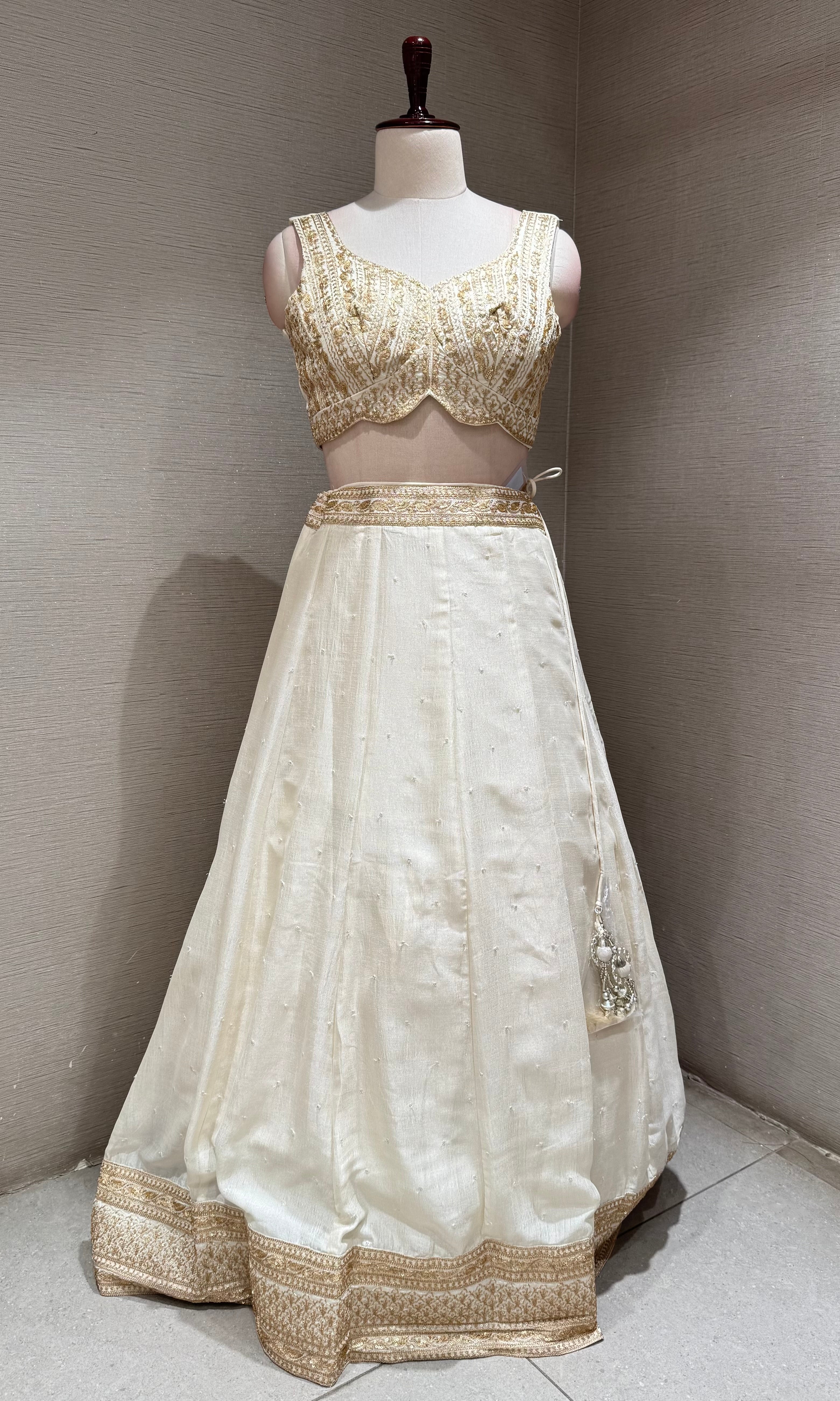 Classic Cream Gold Flared Lehenga