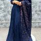 💙Midnight blue long dress with embroidered dupatta🪻