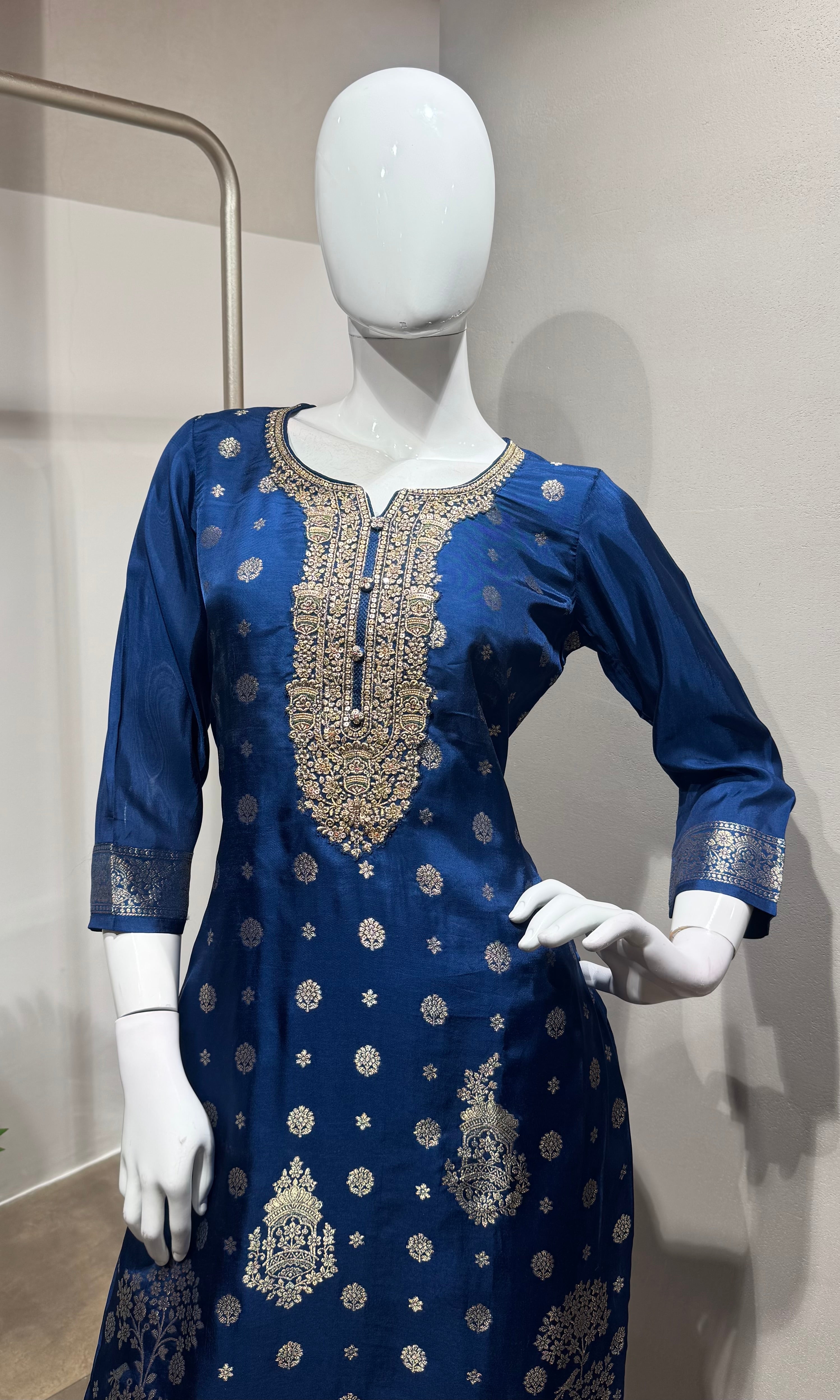 Royal Blue Banarasi Silk Kurta Set