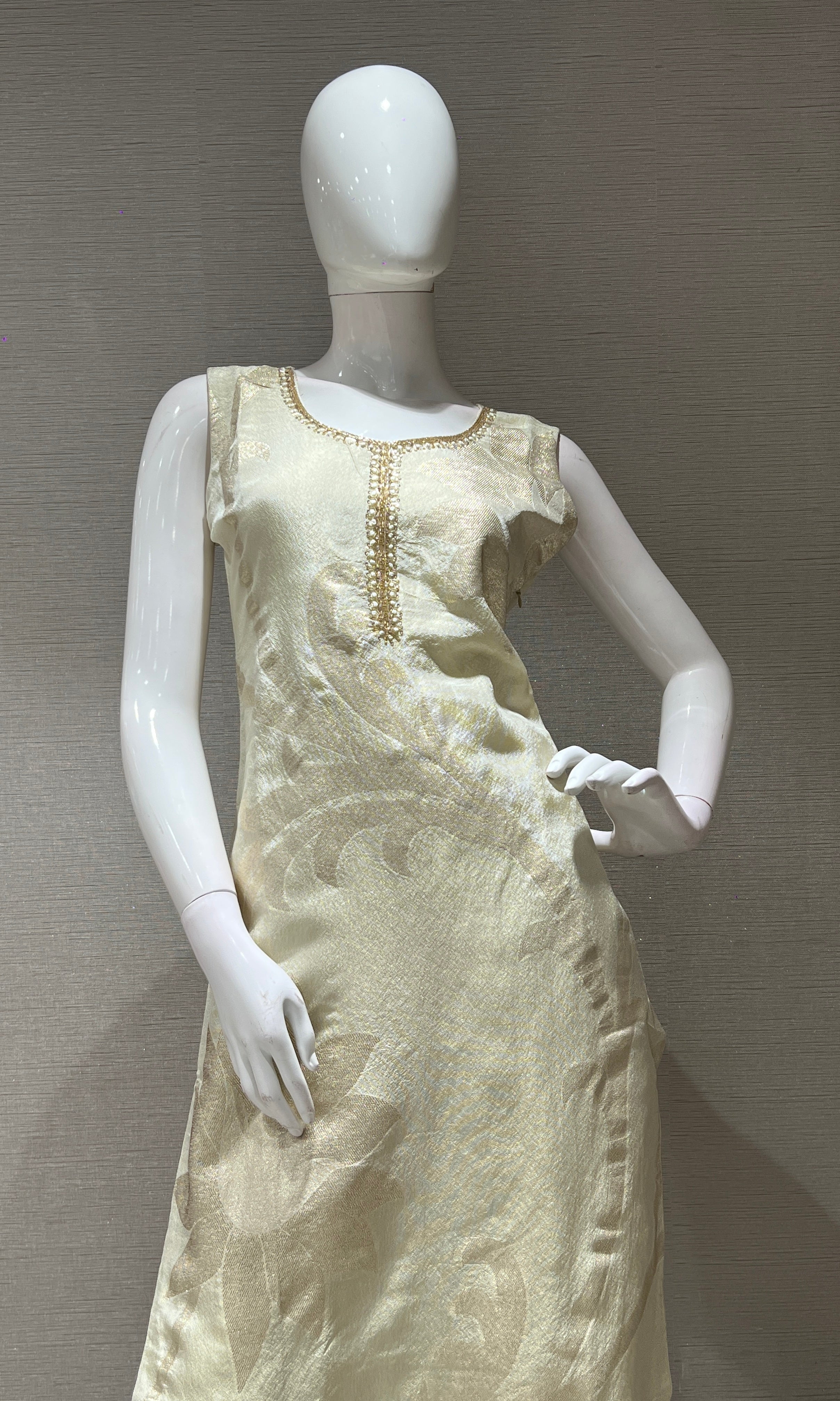 CREAM AND GOLD EMBROIDERY KURTA SET