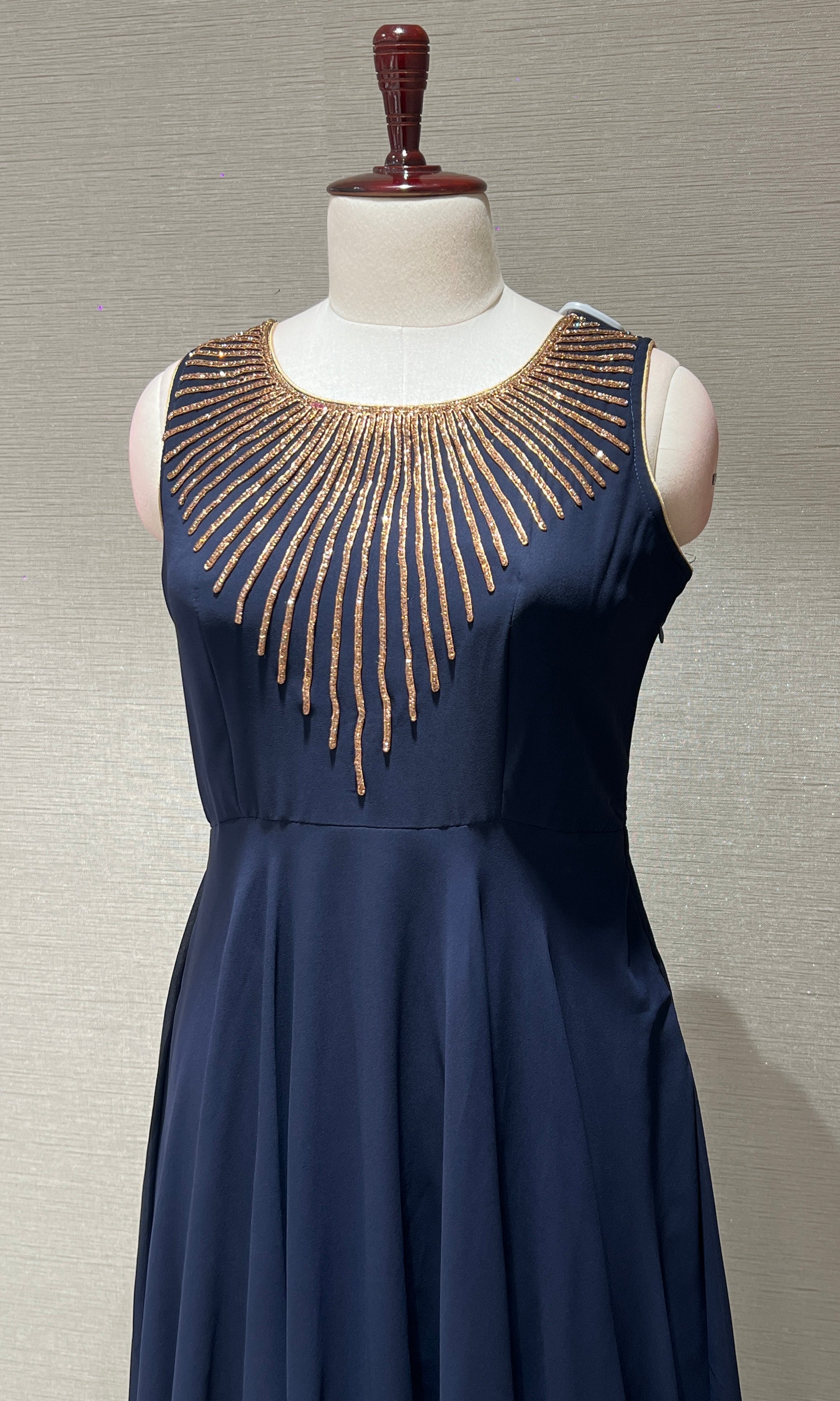 Navy blue Georgette blue long dress
