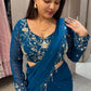 Royal blue Pallazo with drapping  saree