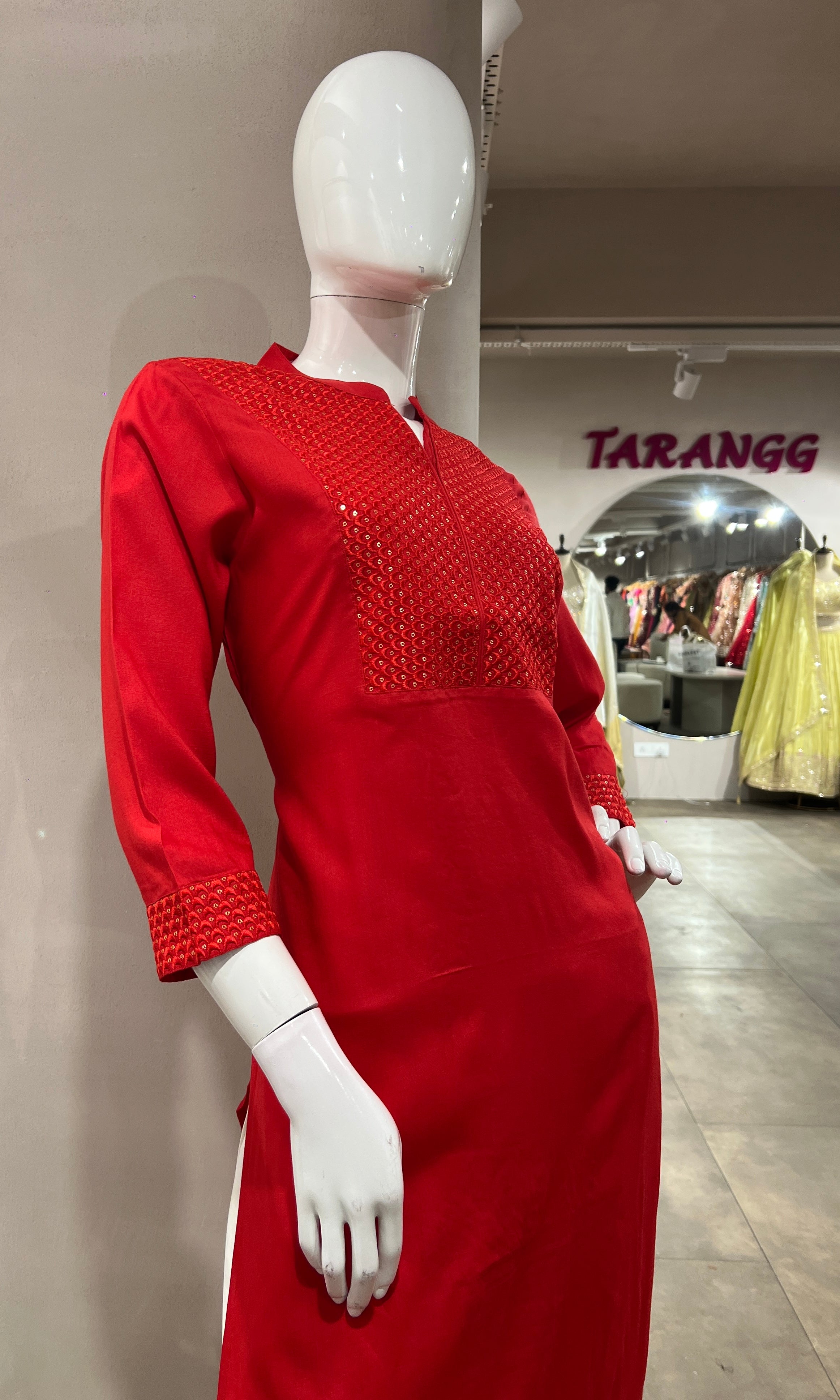 RED ETHNIC KURTI TOP