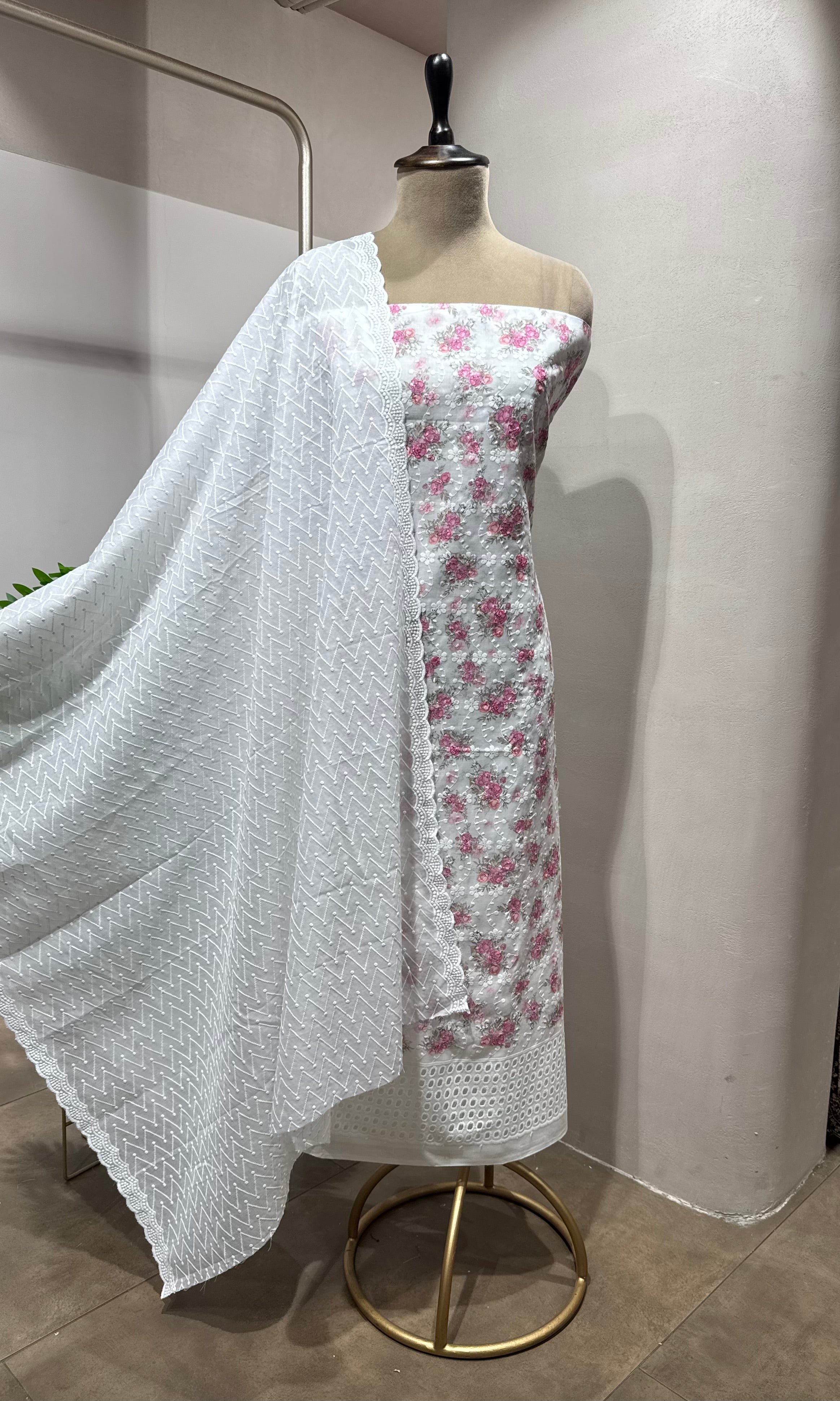 PINK Chikankari DRESS MATERIAL