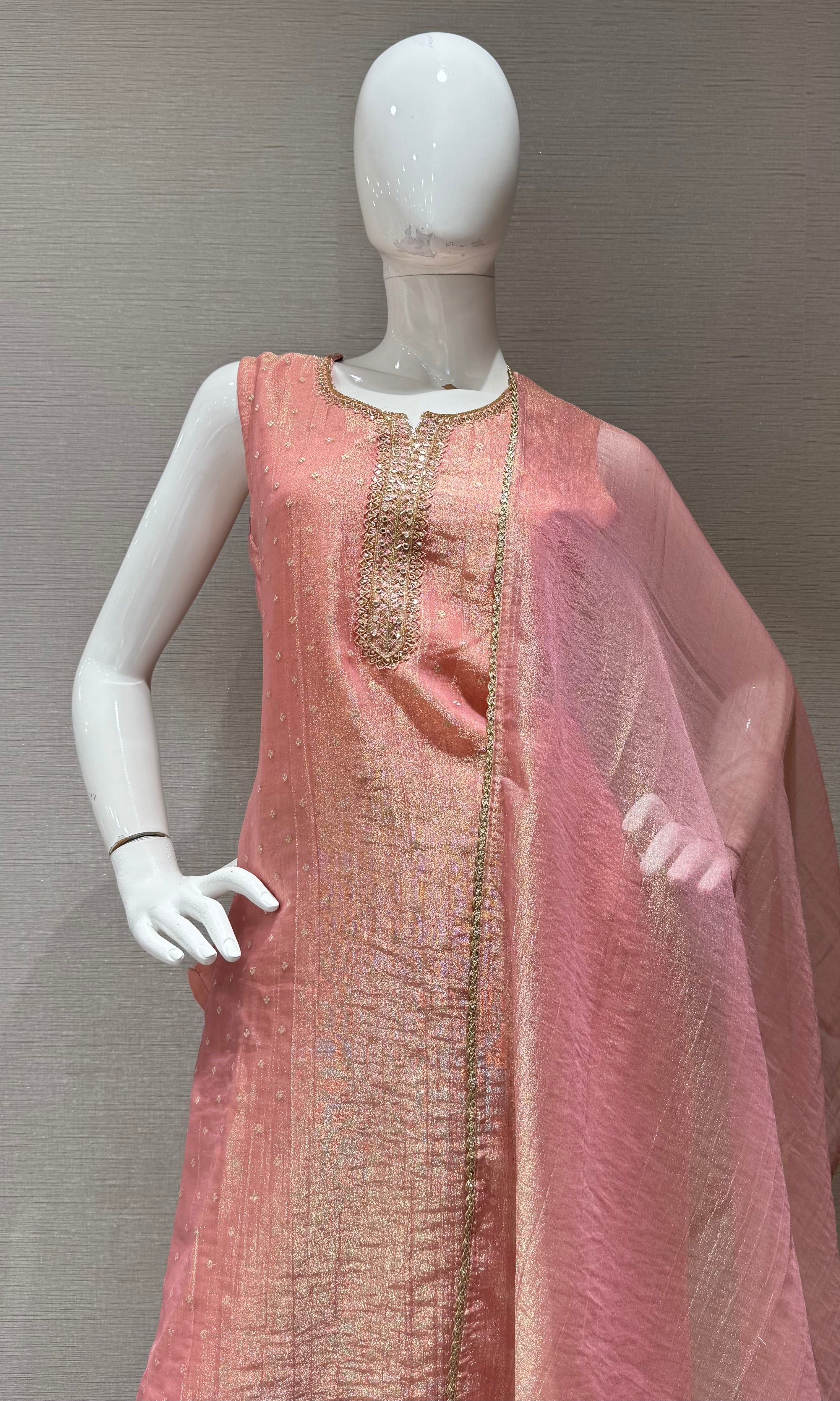 Peach Salwar Kurta Set with Dupatta