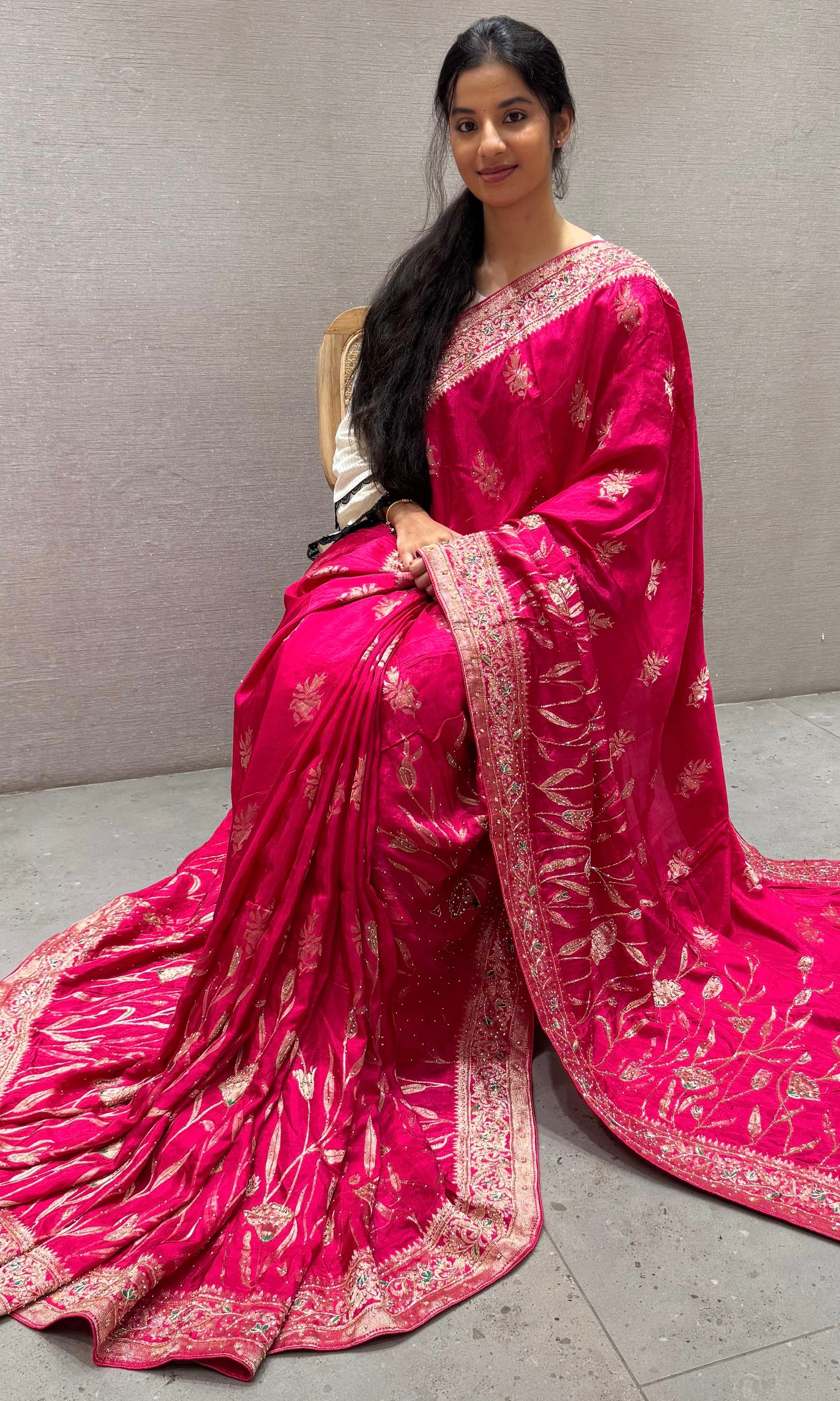 Pink Banarasi saree