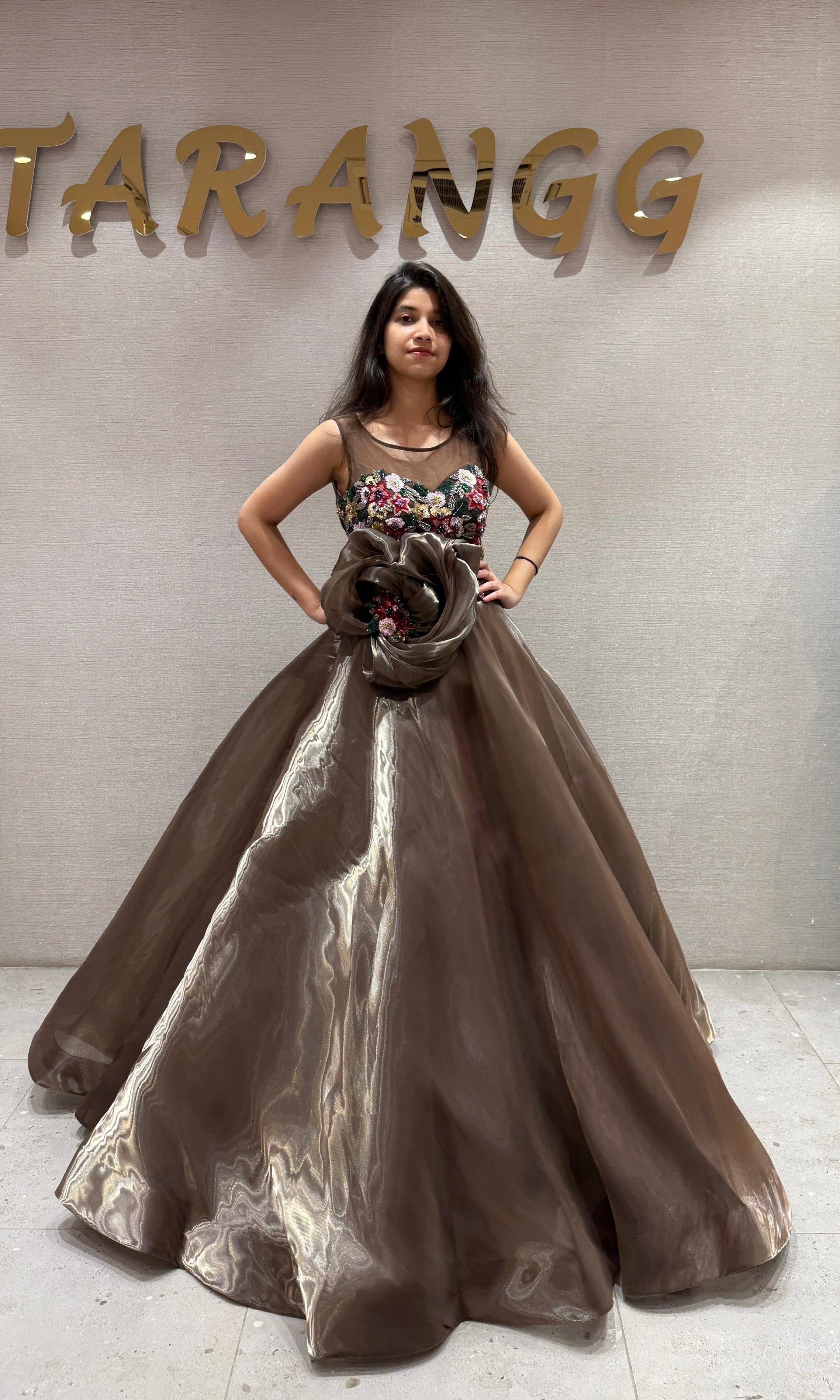 Champagne Dream Floral Ball Gown