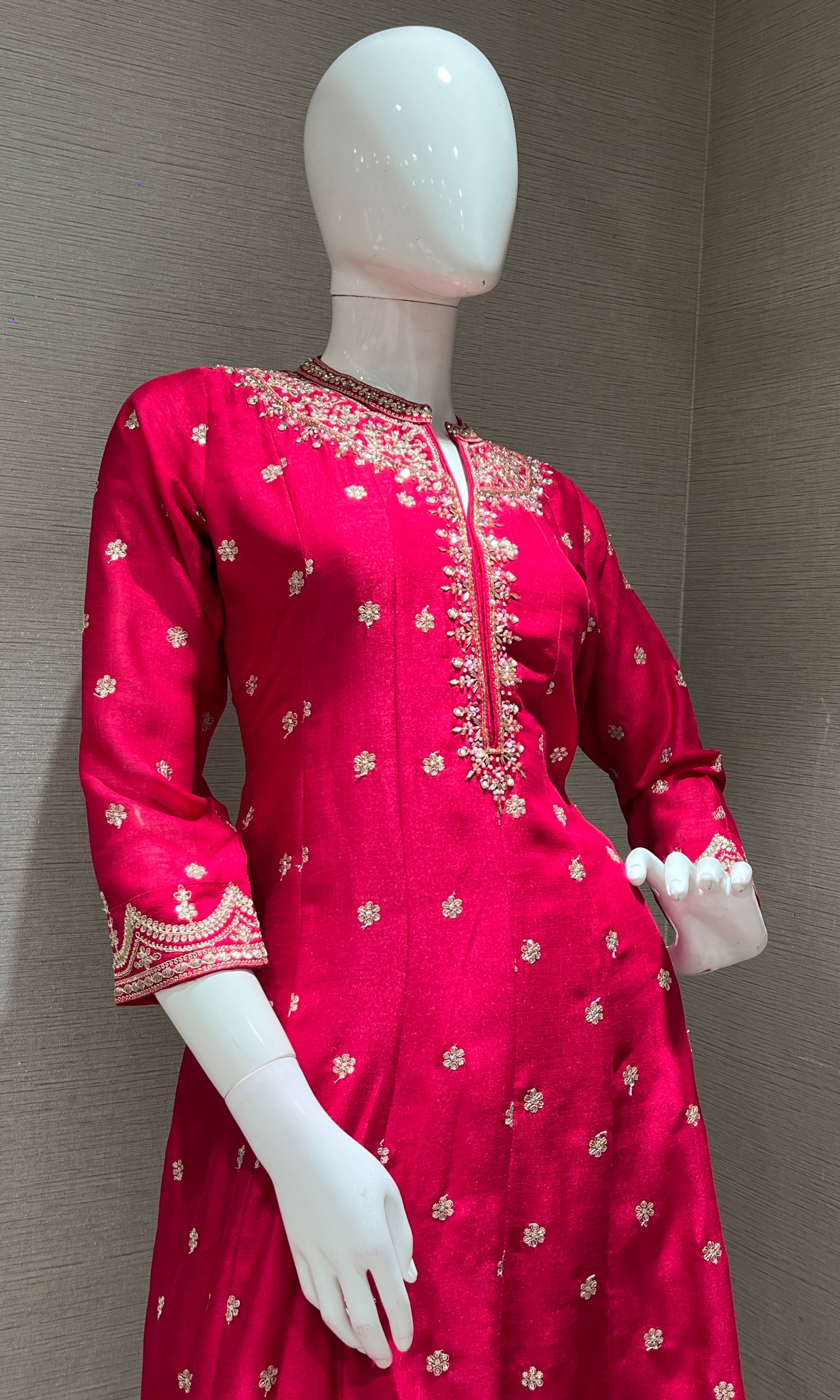 Rani pink EMBROIDERED Anarkali SET