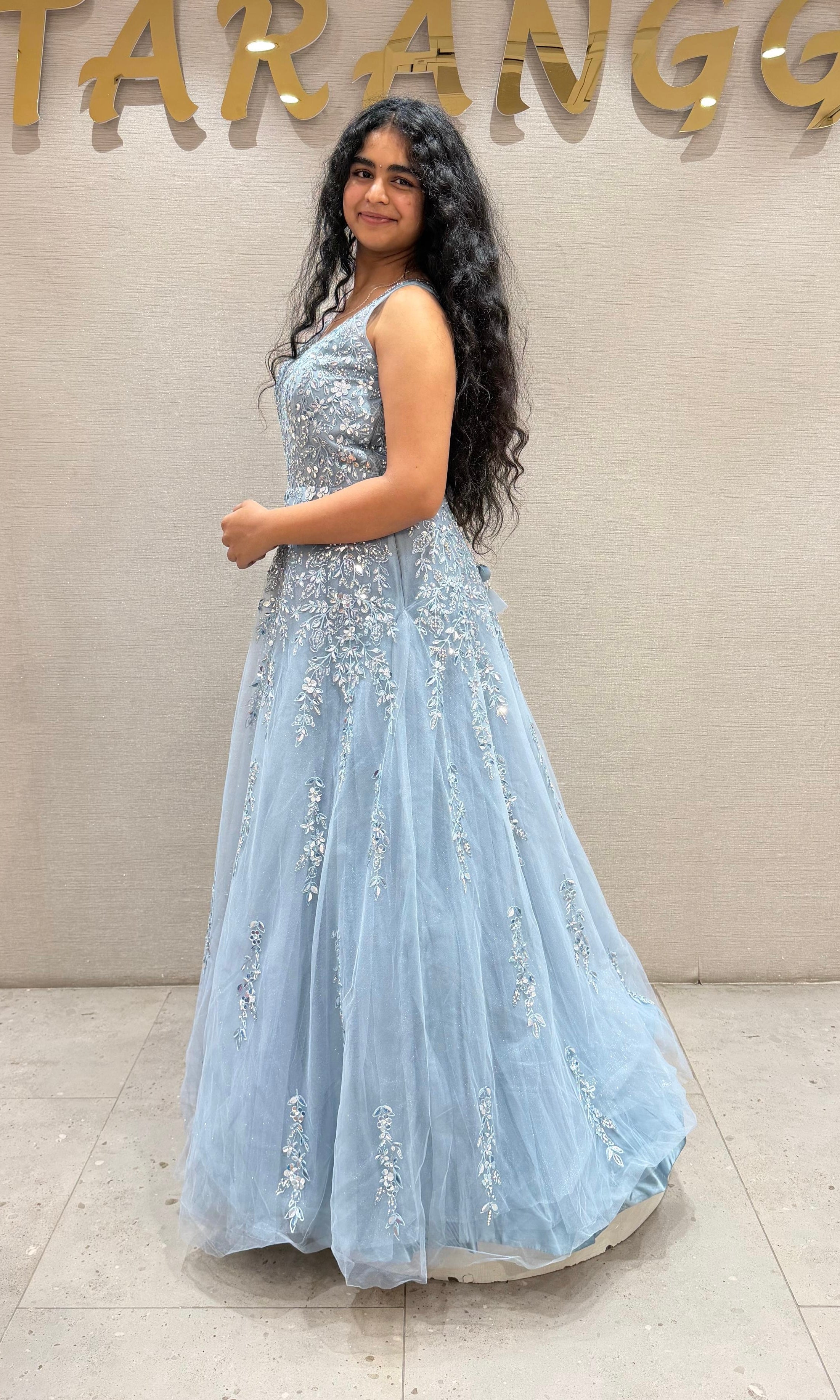 Sky Blue Stonework Gown