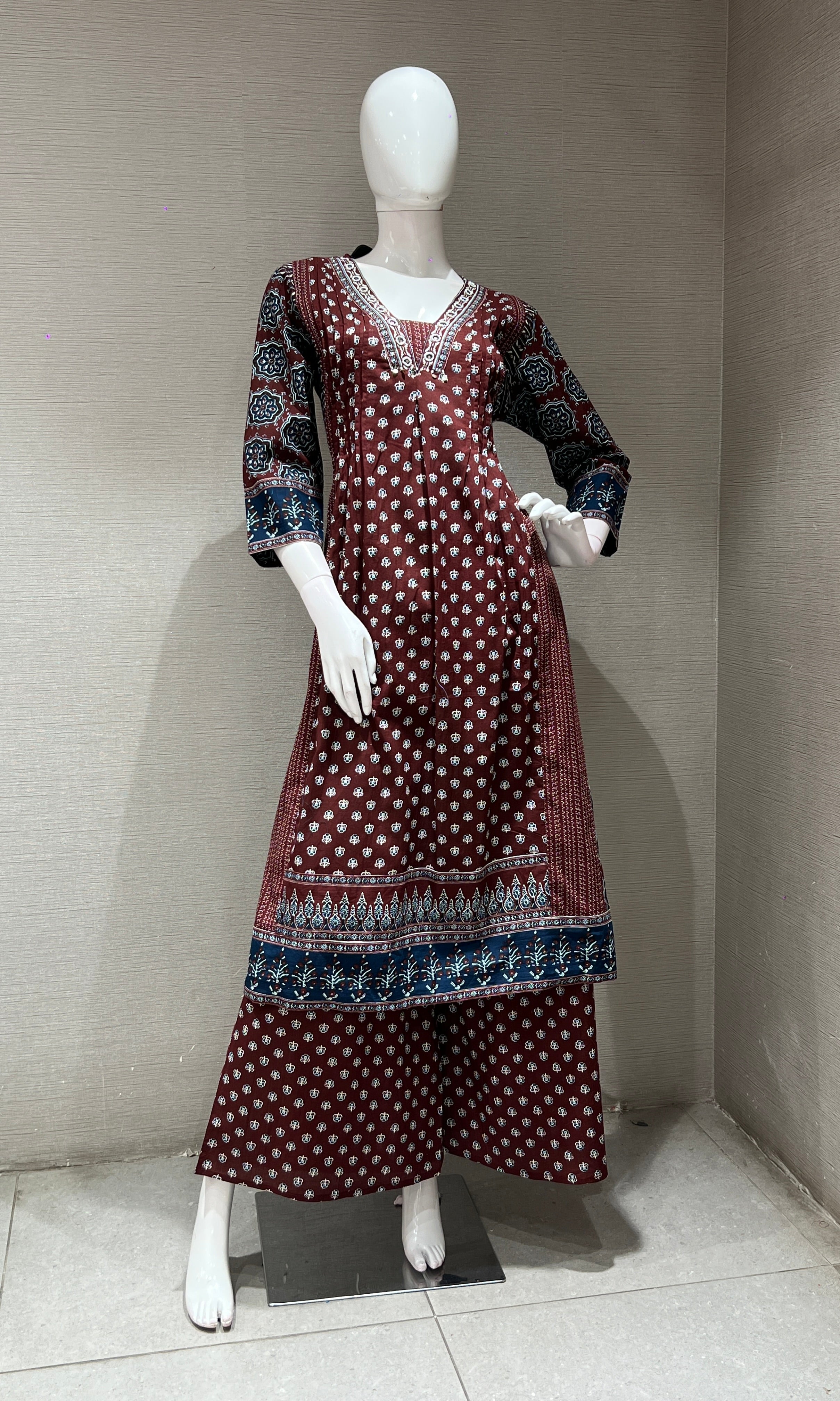 Maroon kurta set WITH PALAZZO PANTS