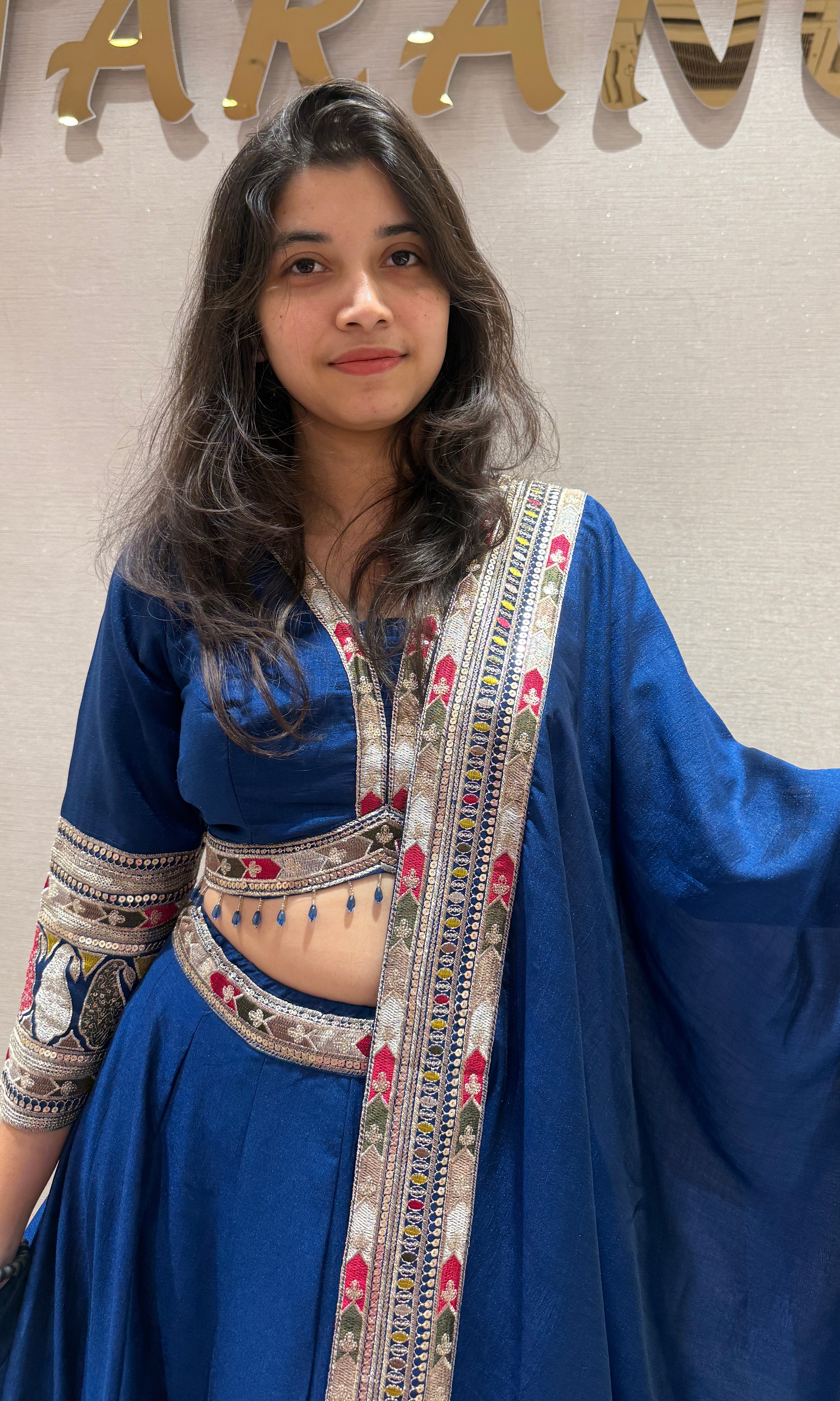 Navy blue Intricately Embroidered LEHENGA