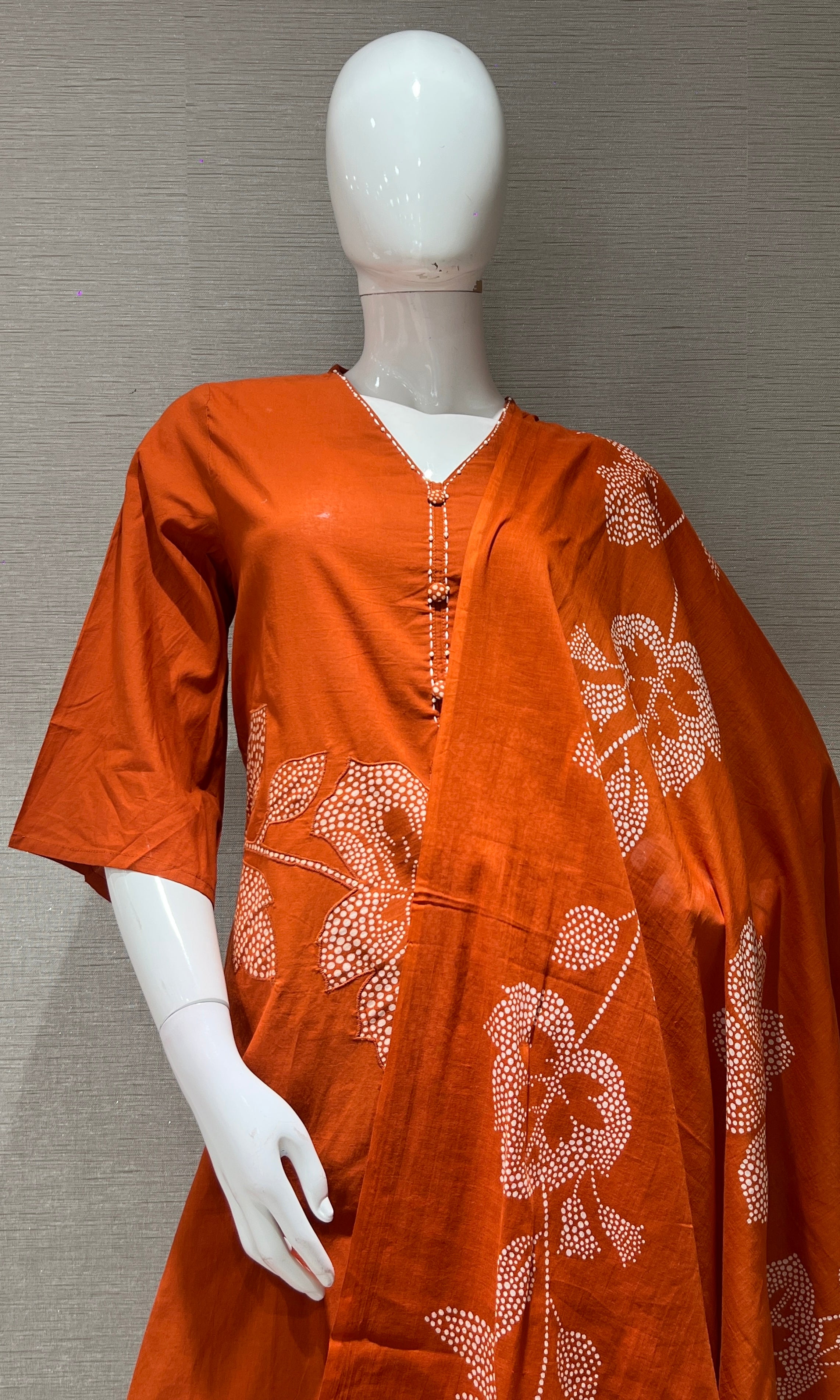 Rust FLORAL EMBROIDERY kurta set