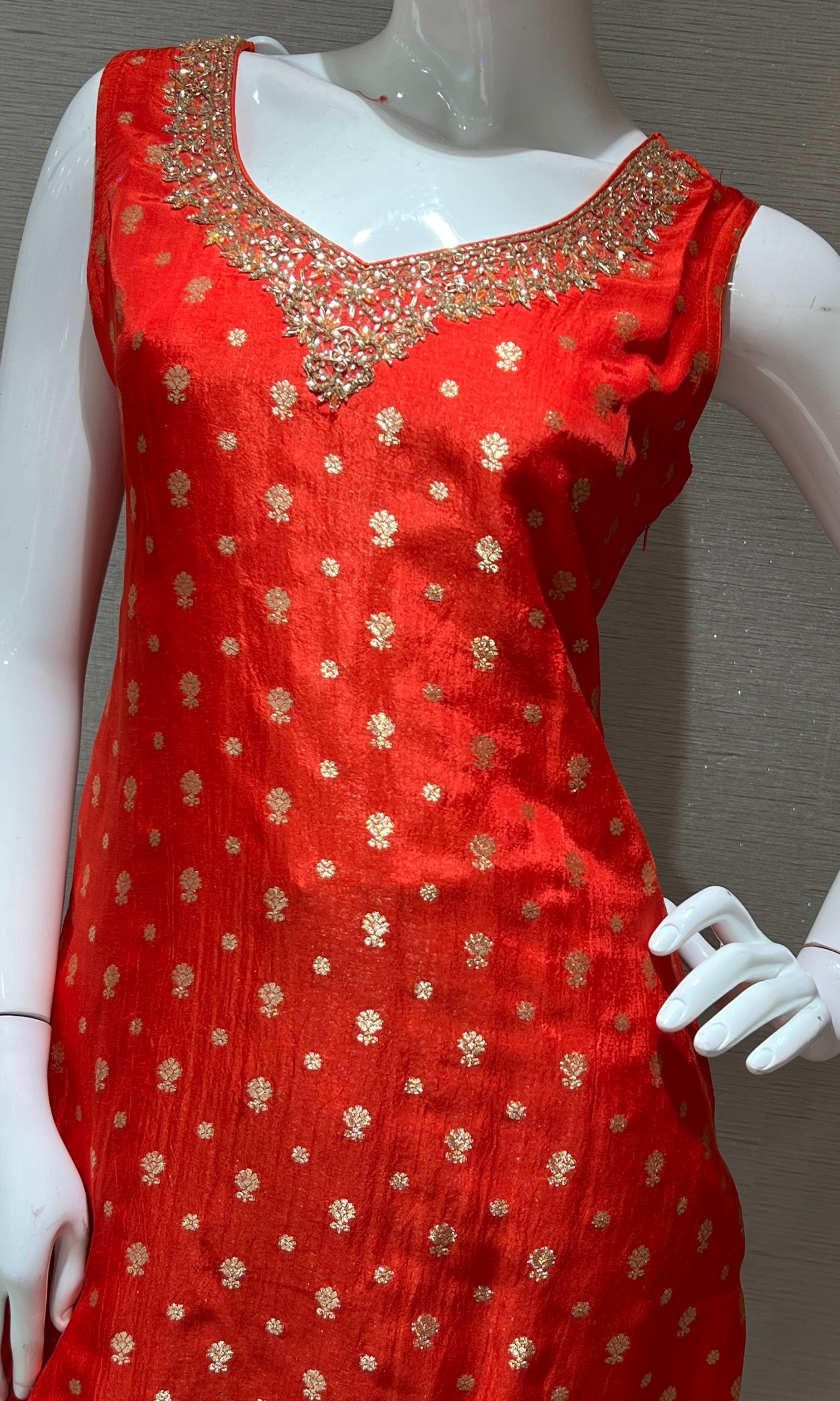 Orange golden kurta set