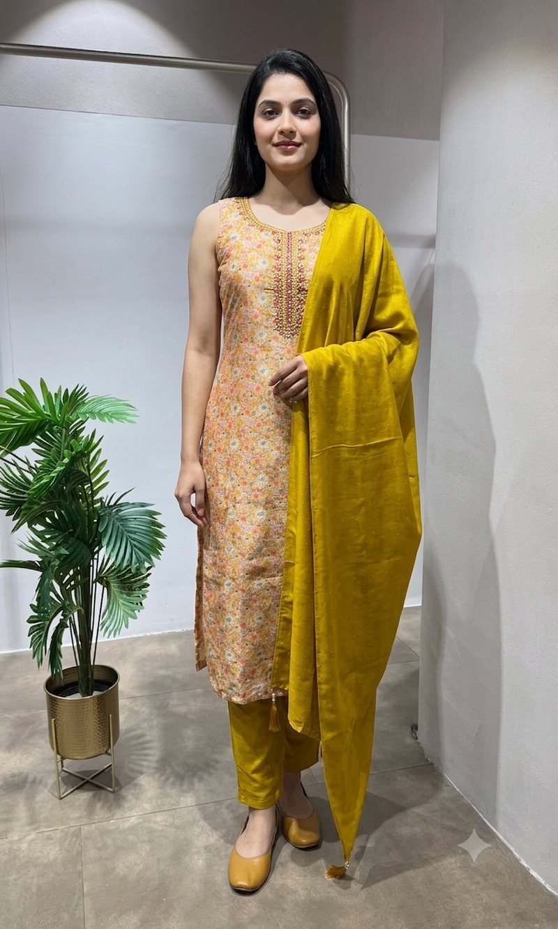 Mustard yellow kurta set