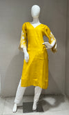 Yellow KURTI TOP WITH FULL FLORAL SLEEVES