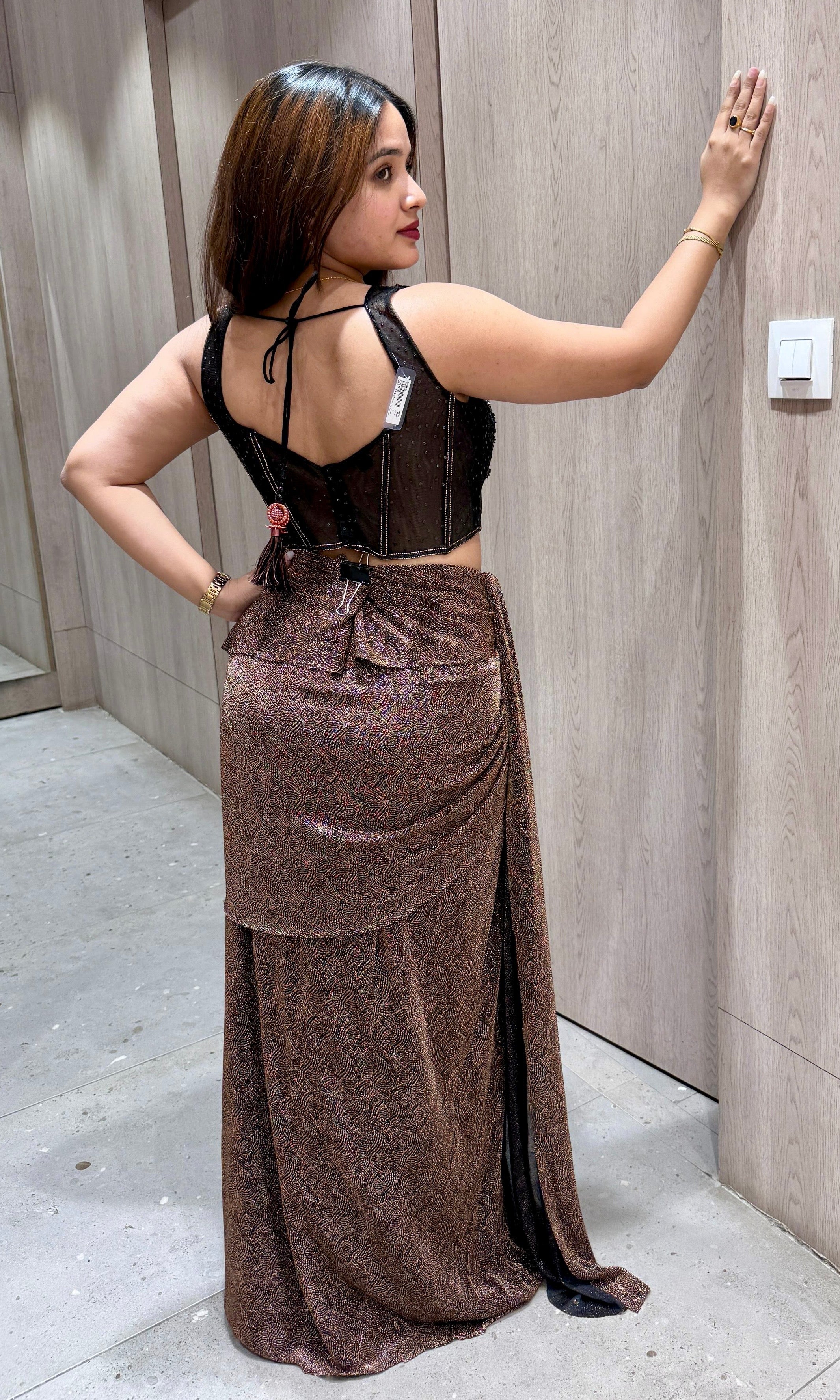 BLACK 2 PIECE INDO WESTERN DRESS WITH CAPE