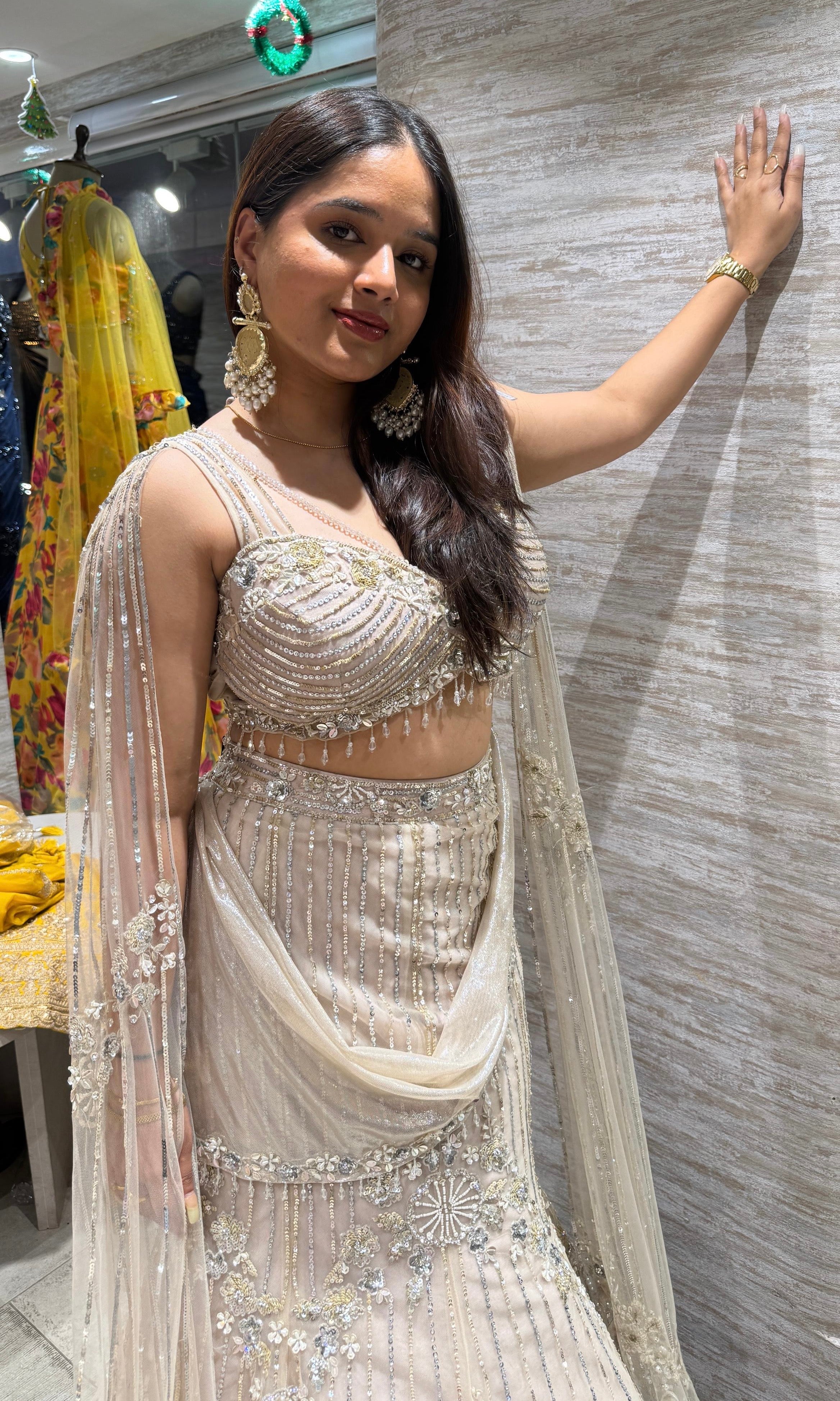 fawn Crystal Elegance Lehenga