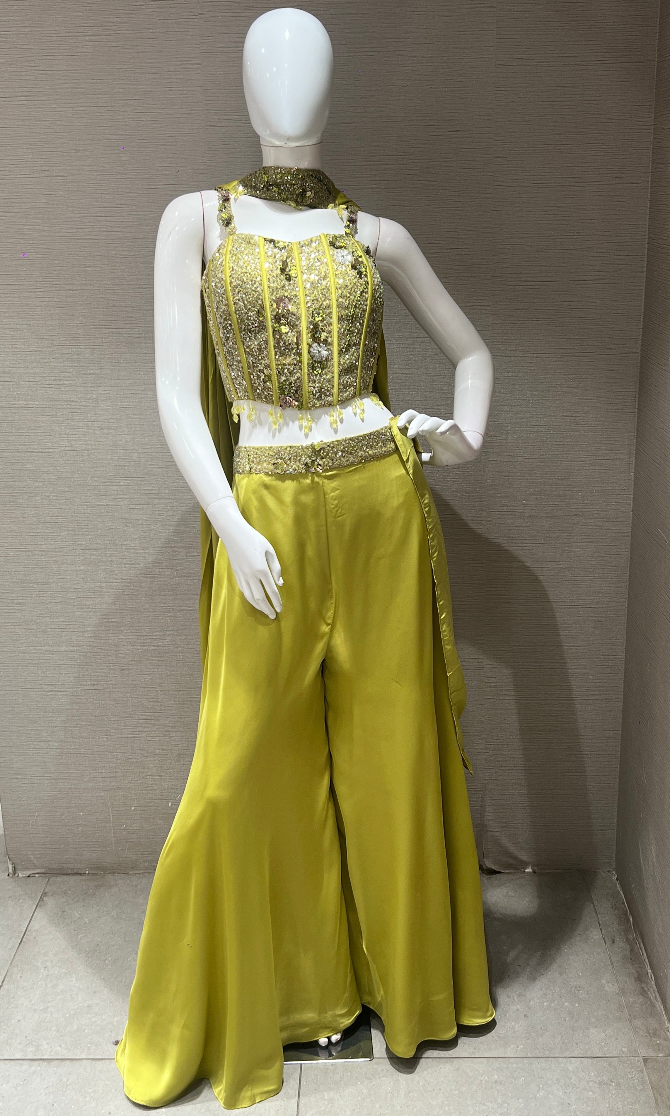 Light Green palazzo with corset blouse