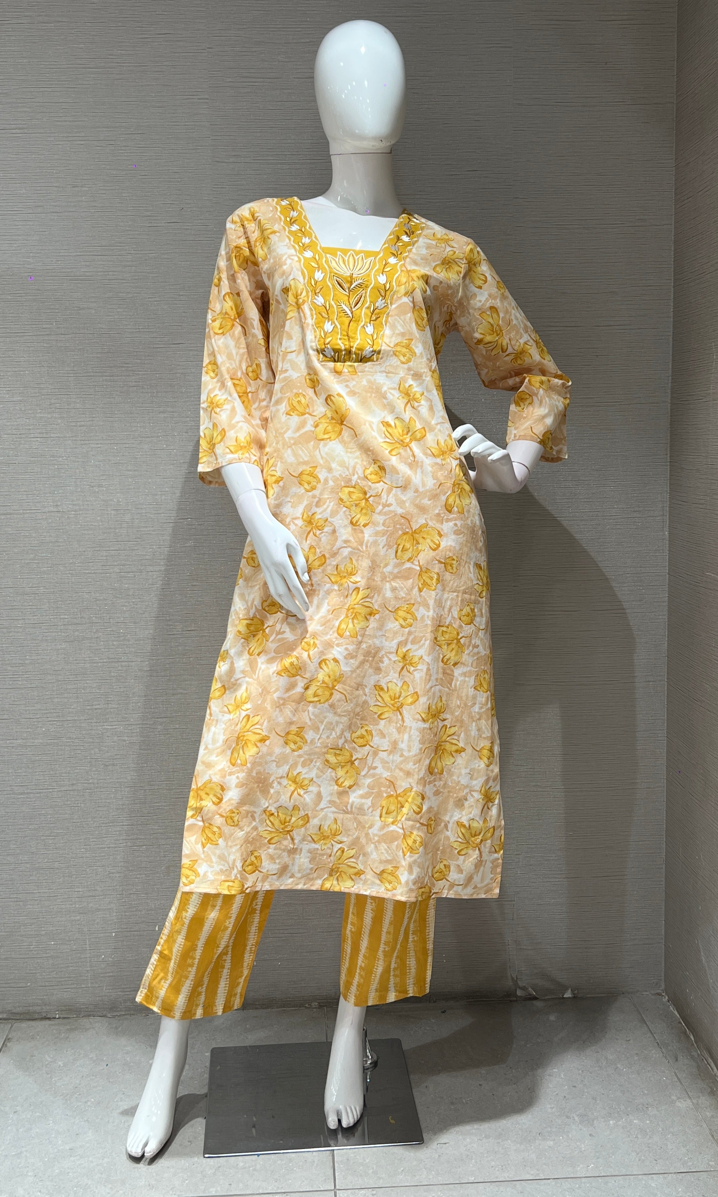 Yellow FLORAL PRINT kurta set