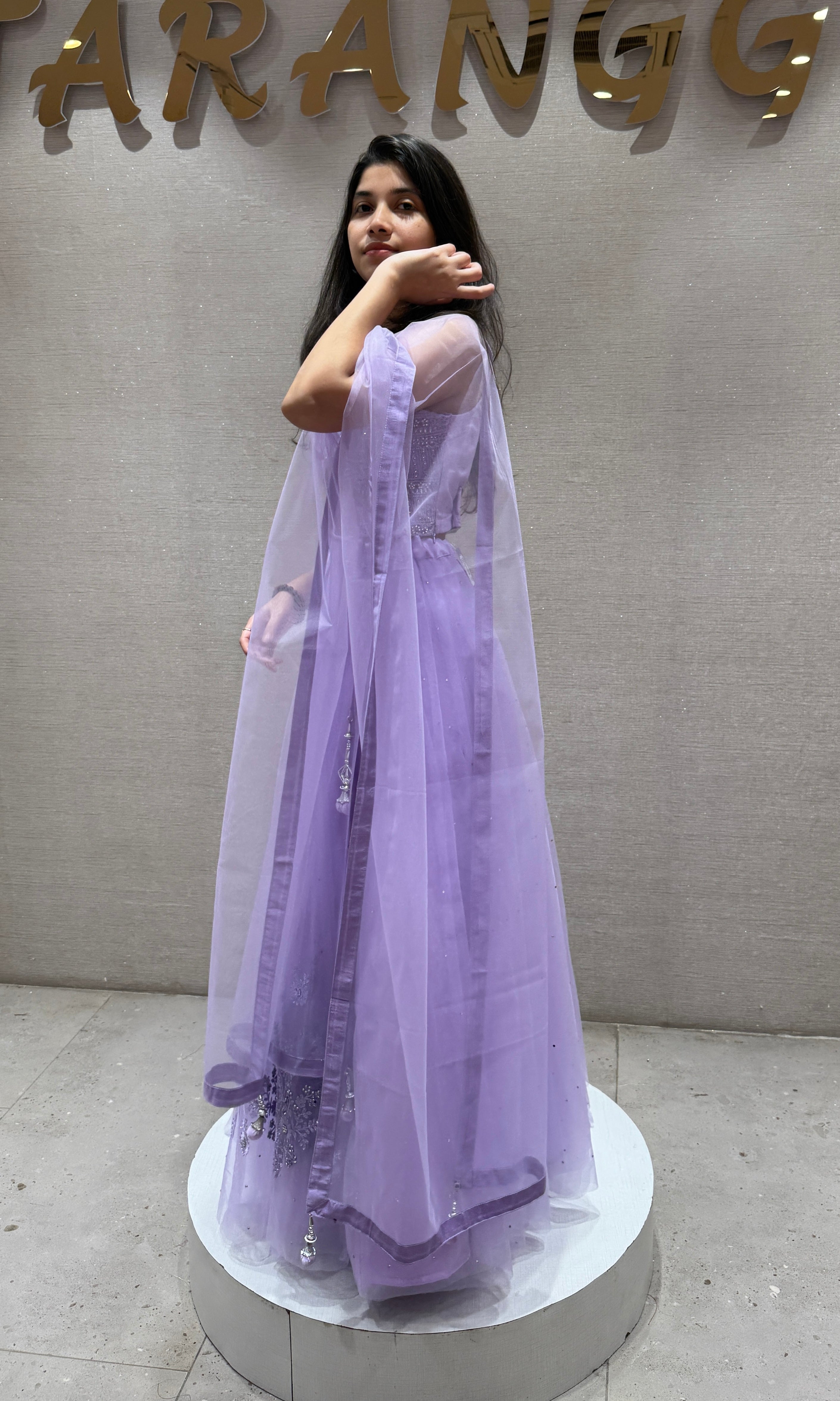 PURPLE Shimmer Net Lehenga Set