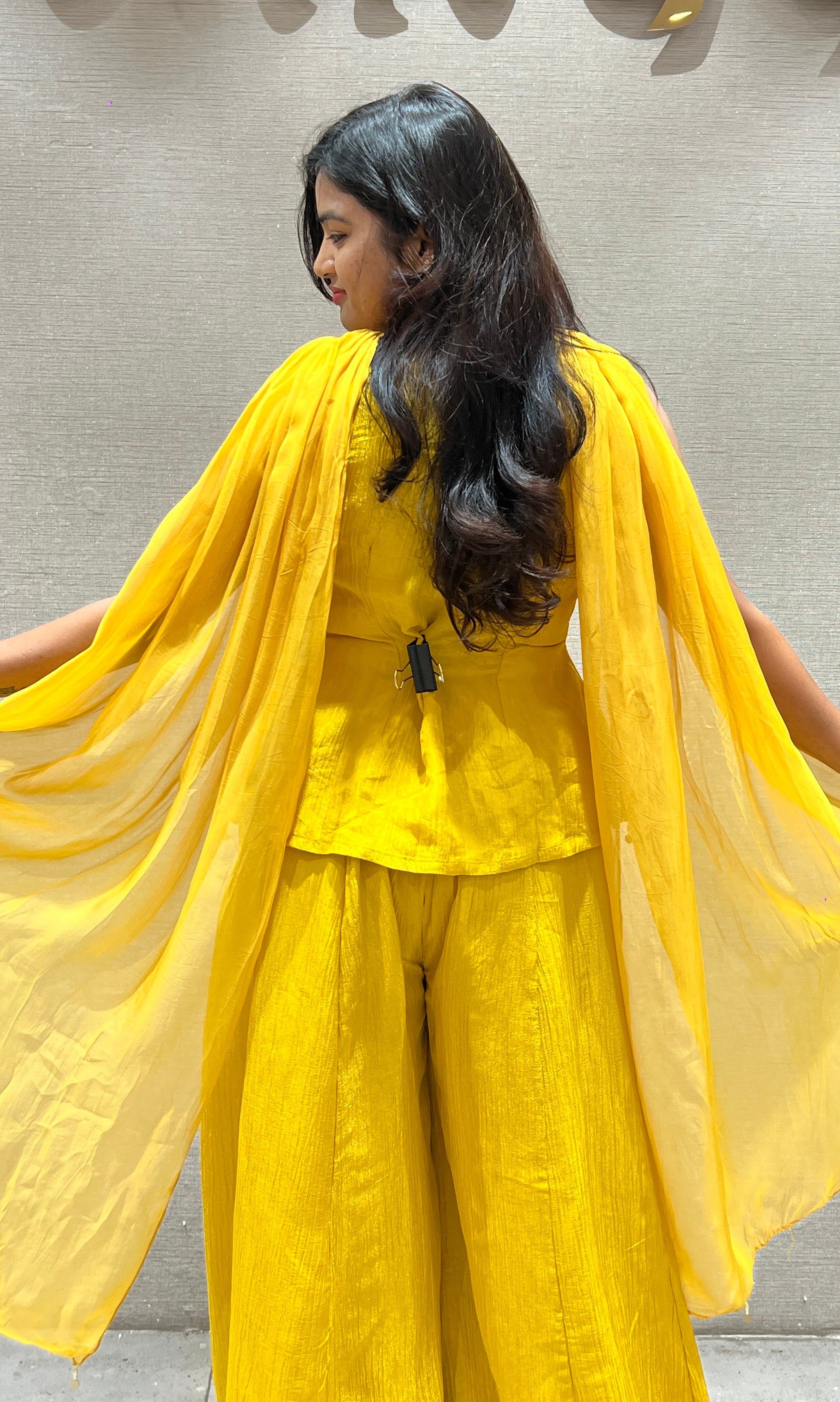 Yellow Embellished Jacket Top and Sharara
