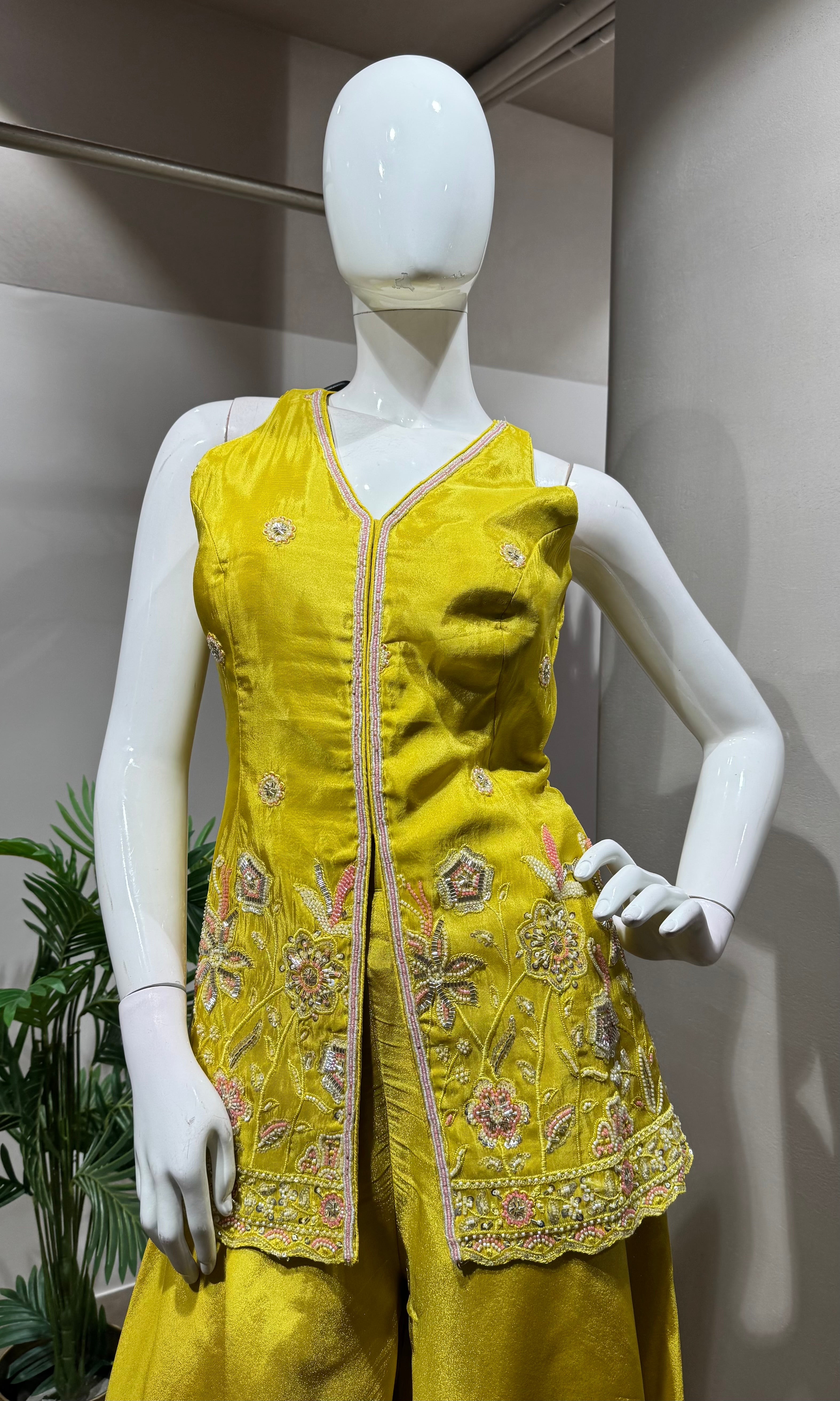 yellow golden glow sharara set