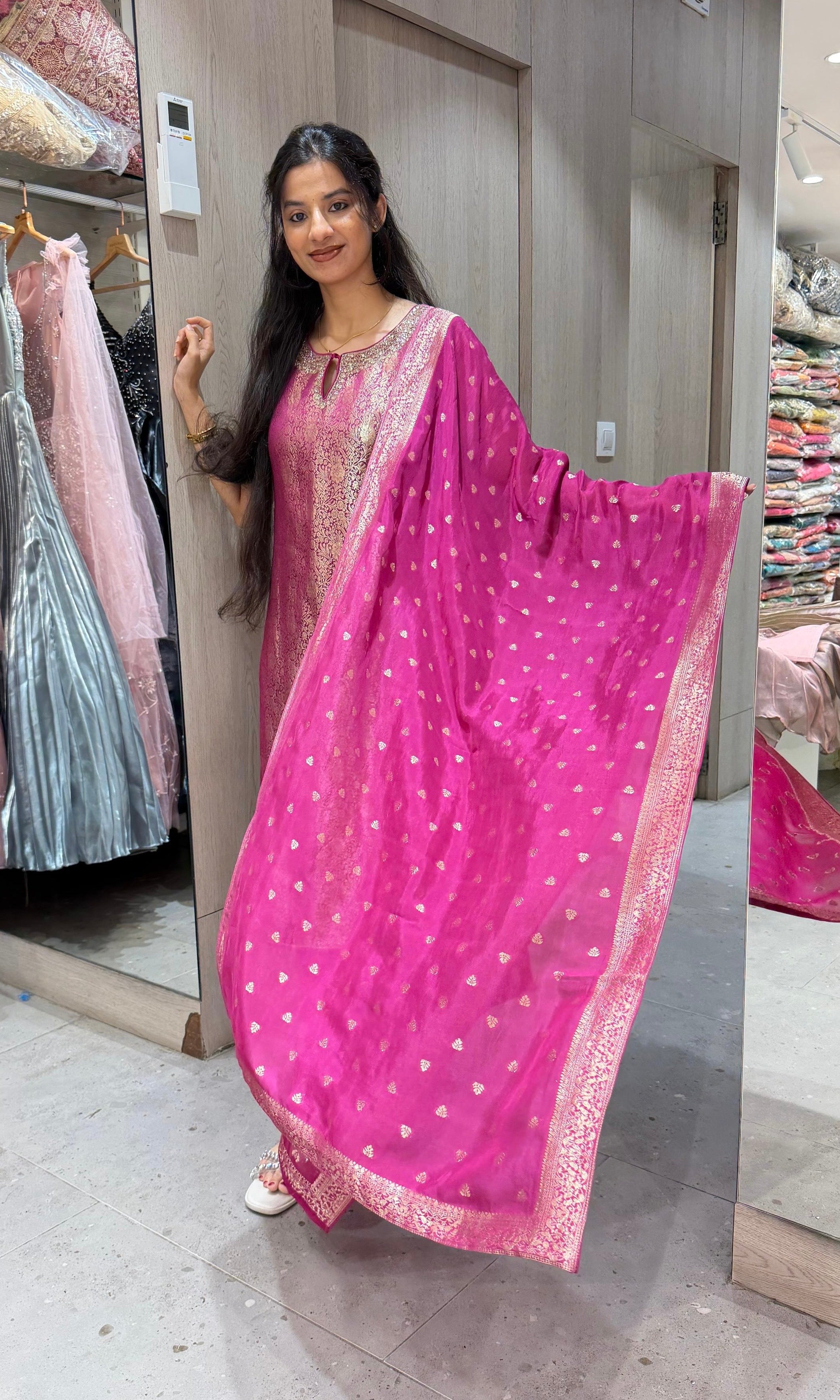 Violet Banarasi ethnic kurta set