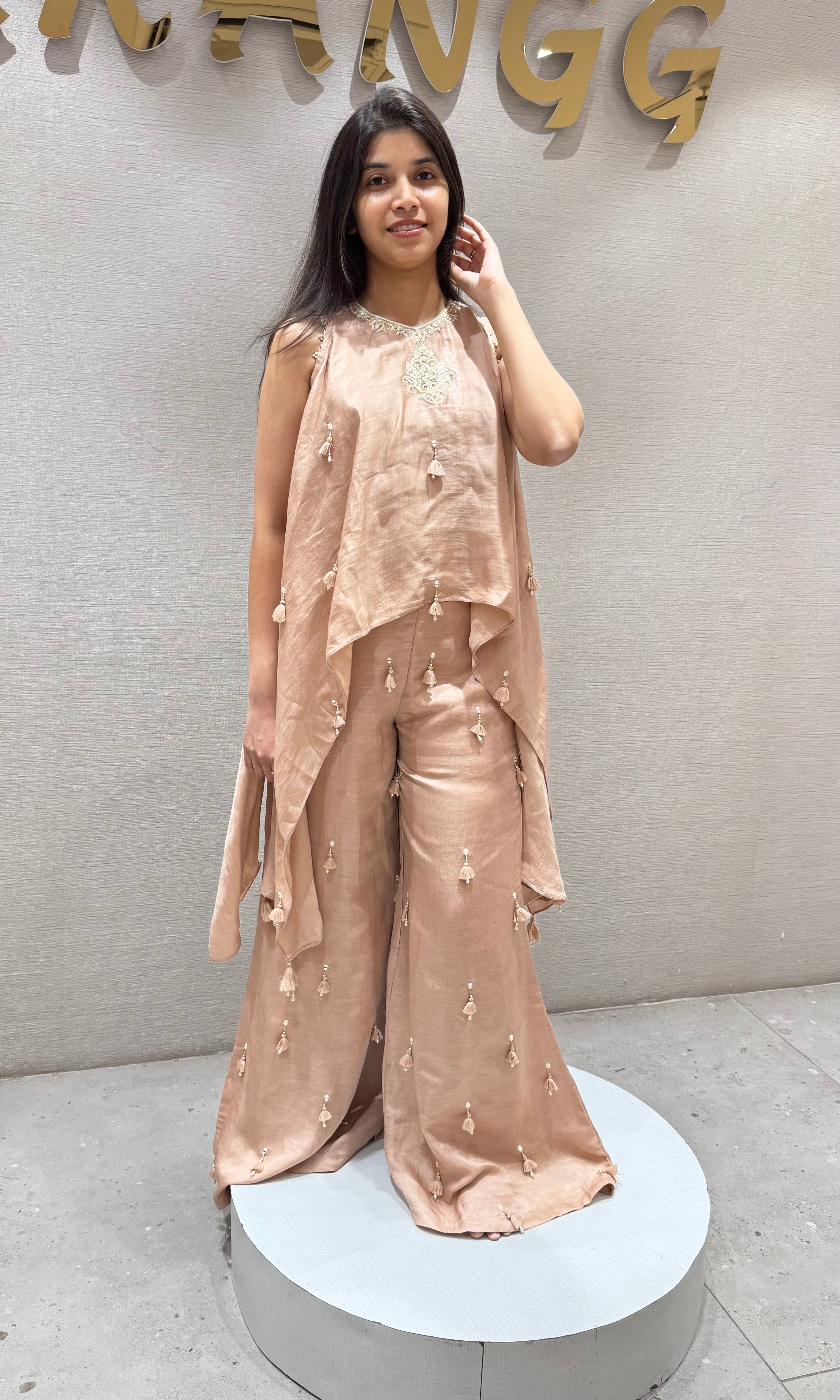 PEACH Embroidered PALAZZO Set