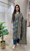 BLUE FLORAL PRINT ETHNIC KURTA SET