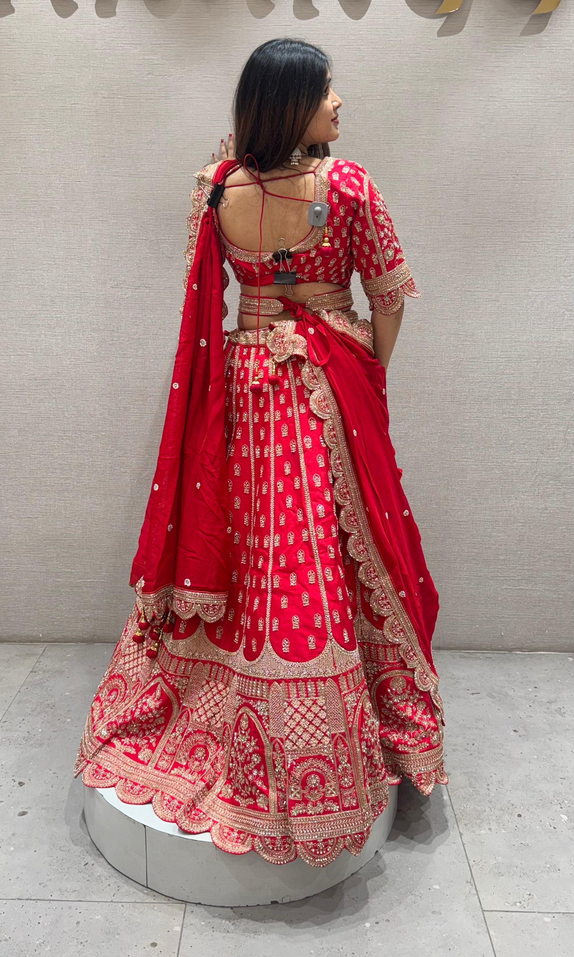 Royal Red lehenga with gold embroidery