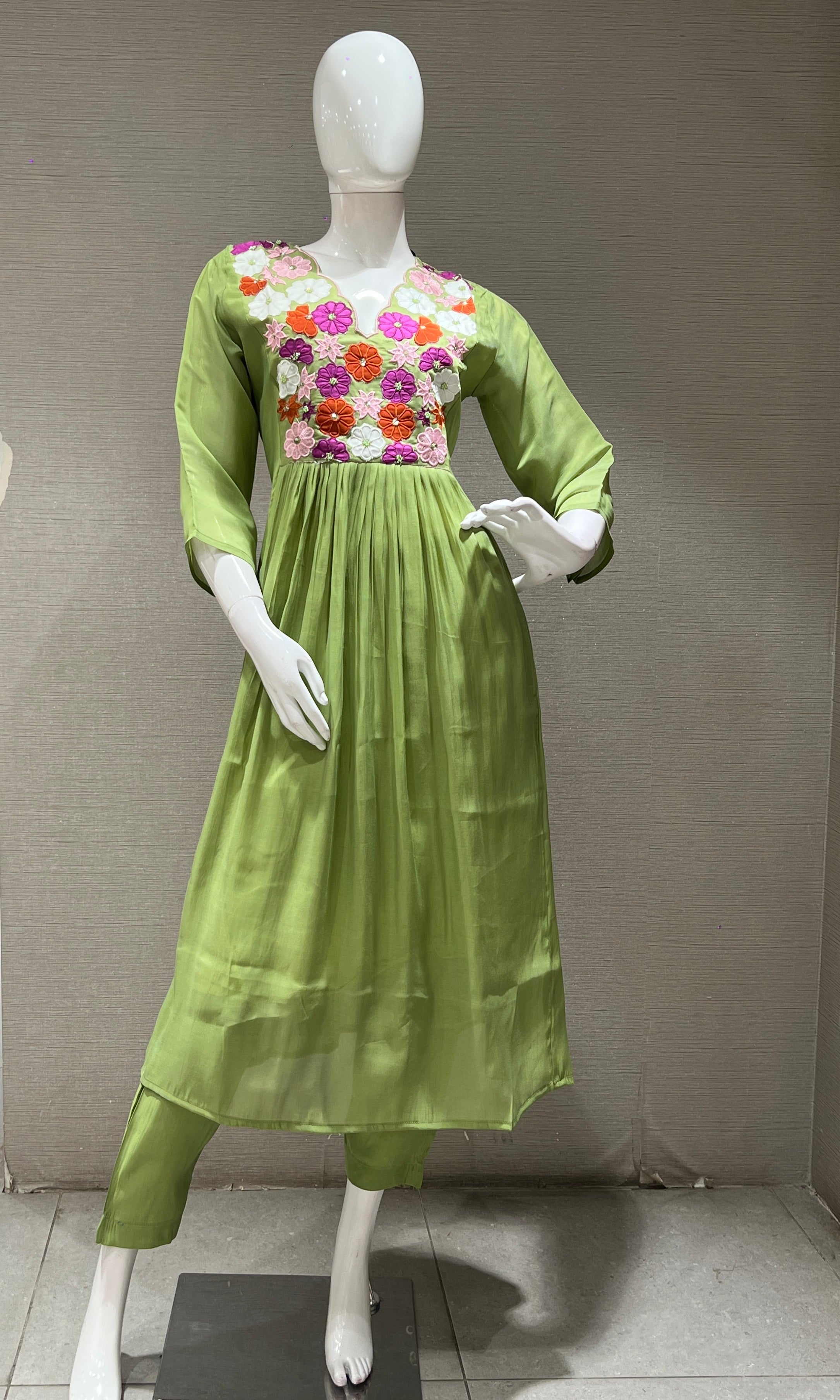 Green Floral KURTA SET