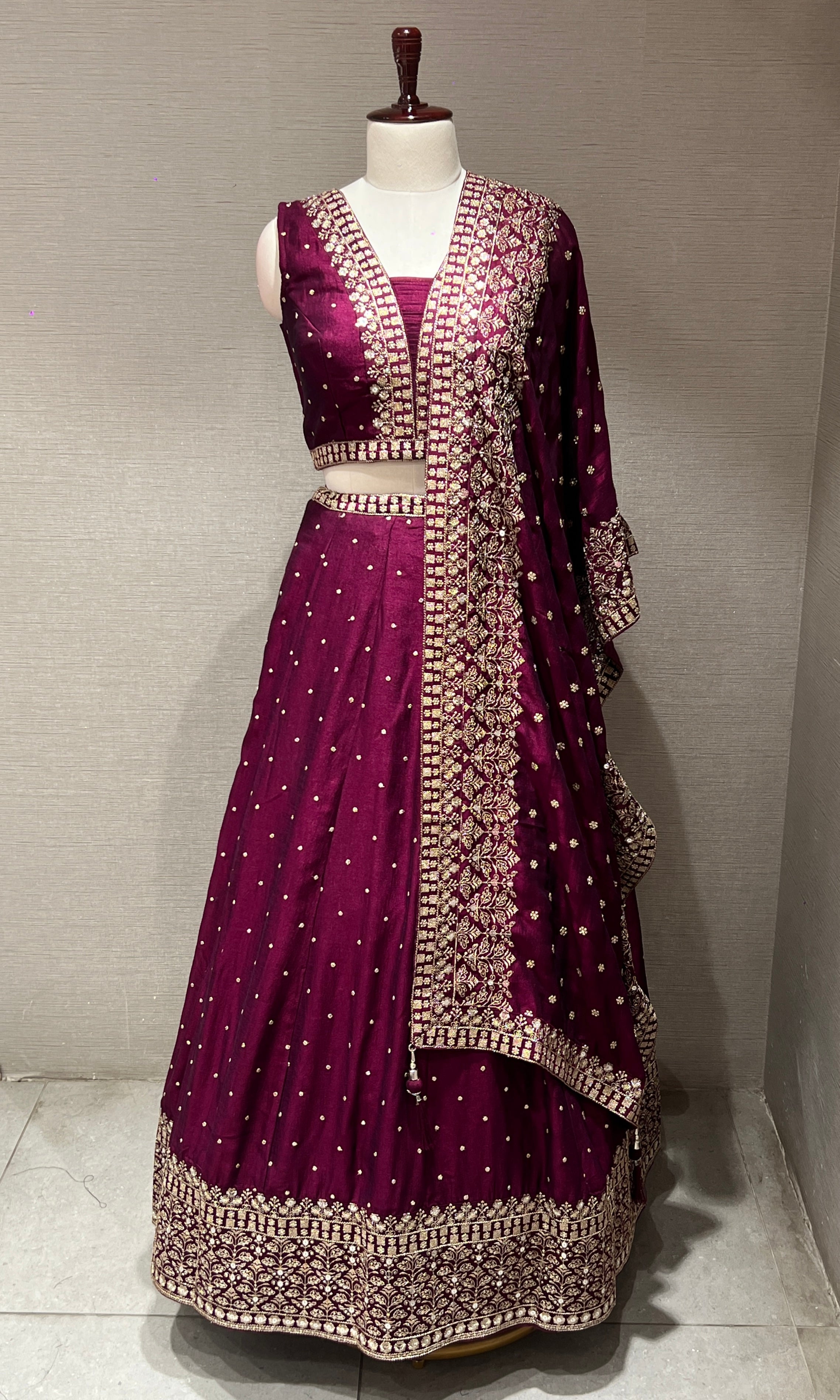 Wine Lehenga