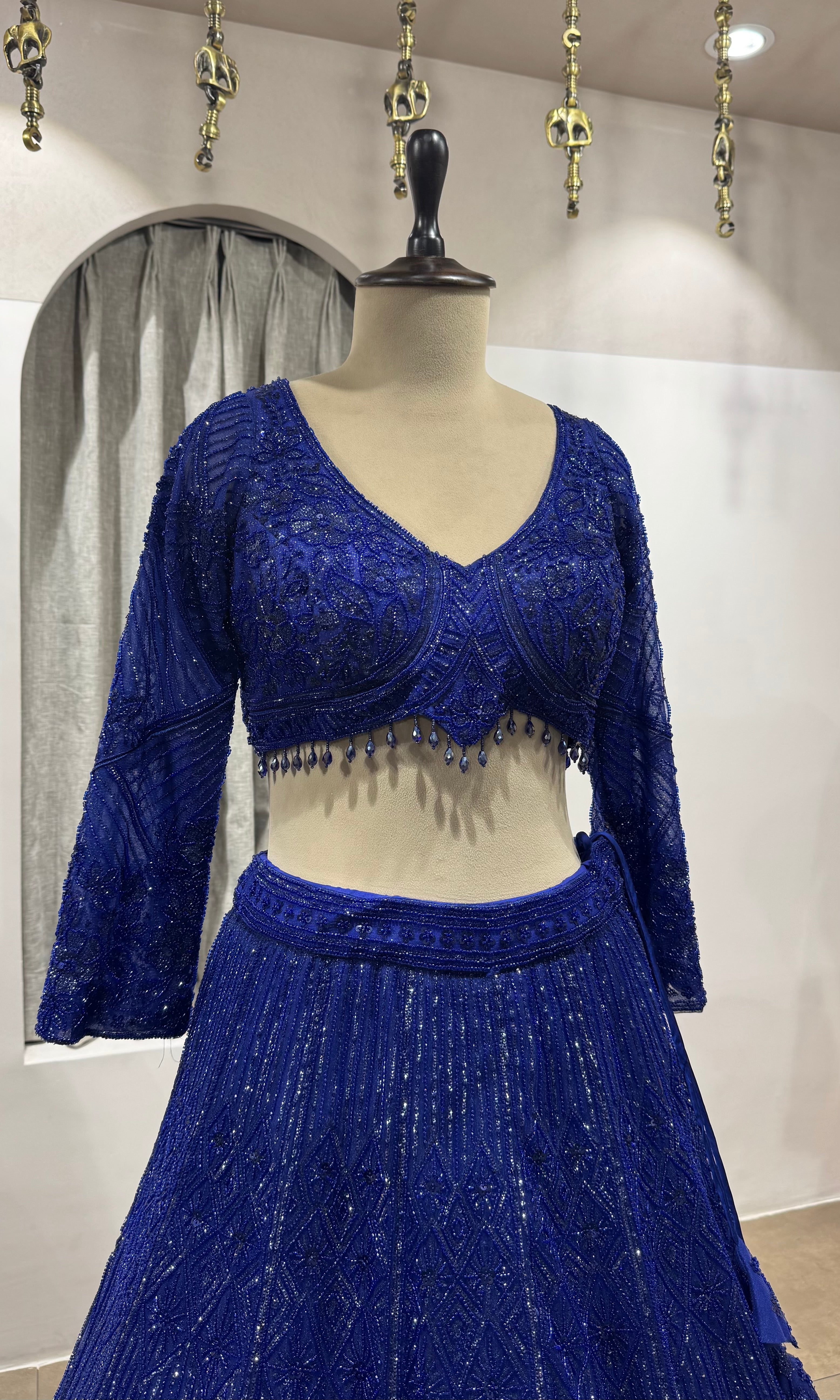 NAVY BLUE CLASSIC CRYSTAL WORK LEHENGA
