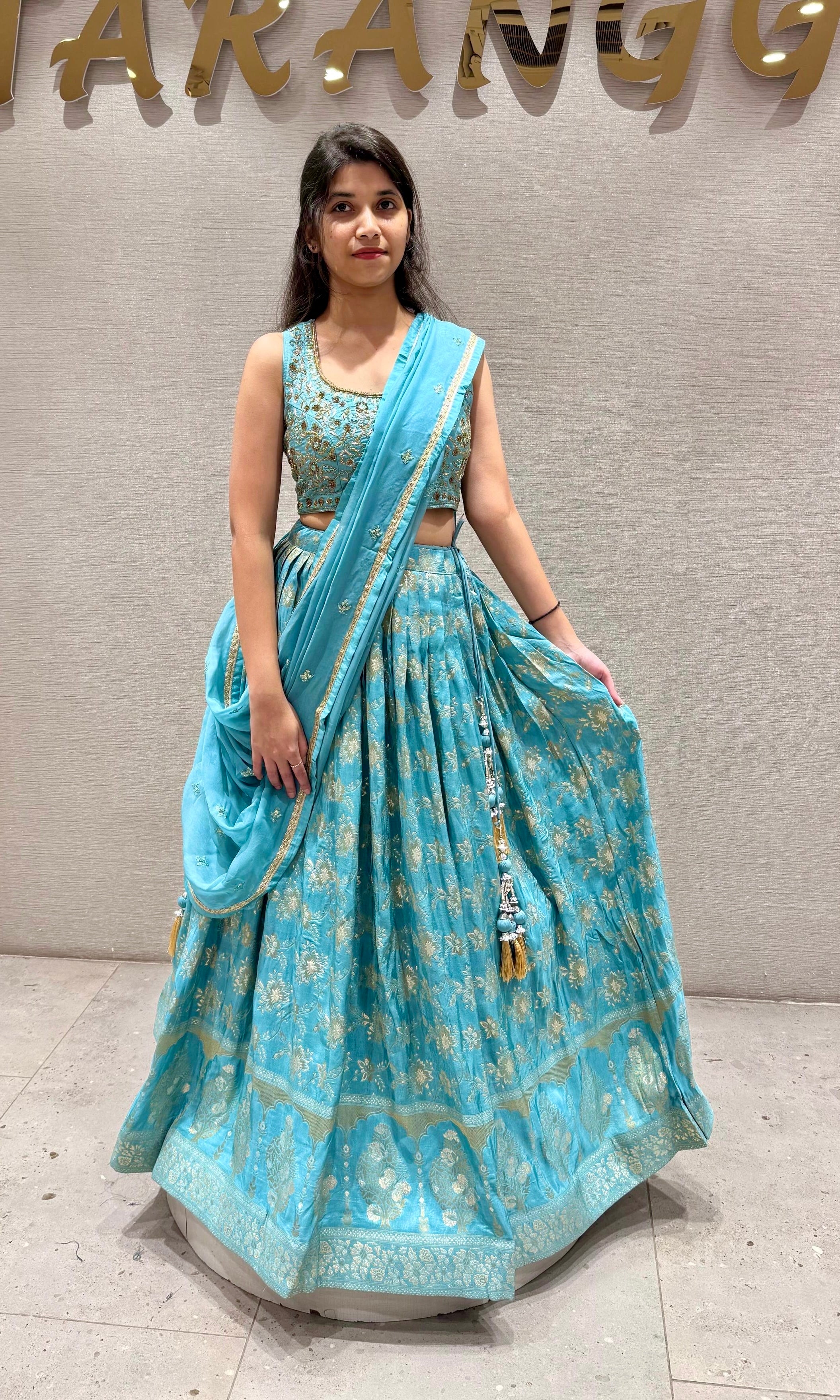 Turquoise Dream Zari Lehenga Set