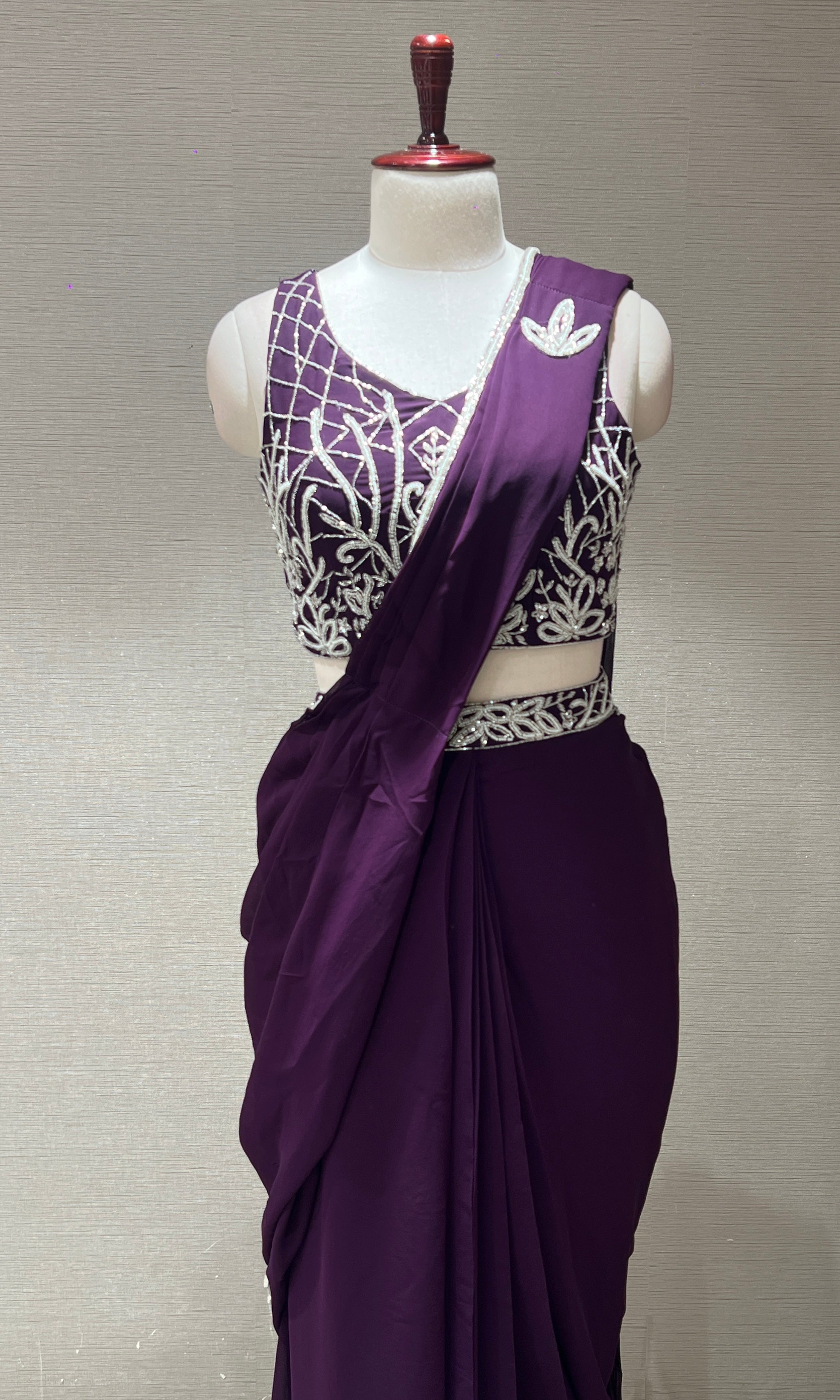 Wine one minute saree