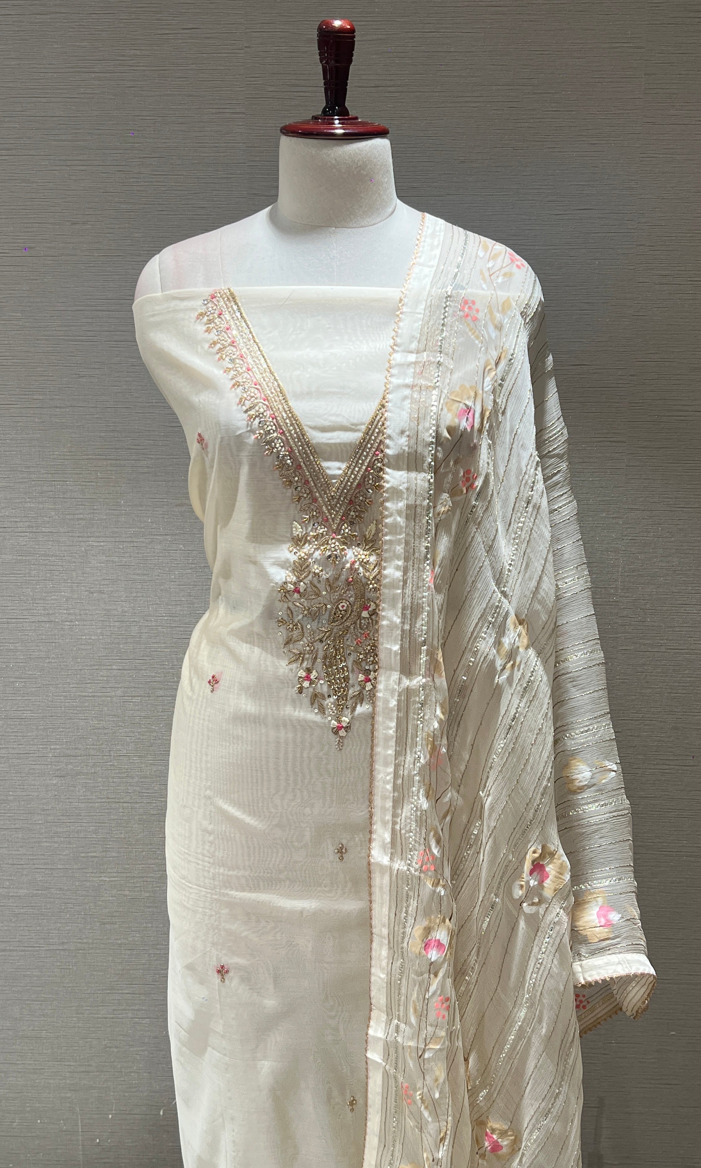 Ivory dress material (party wear)