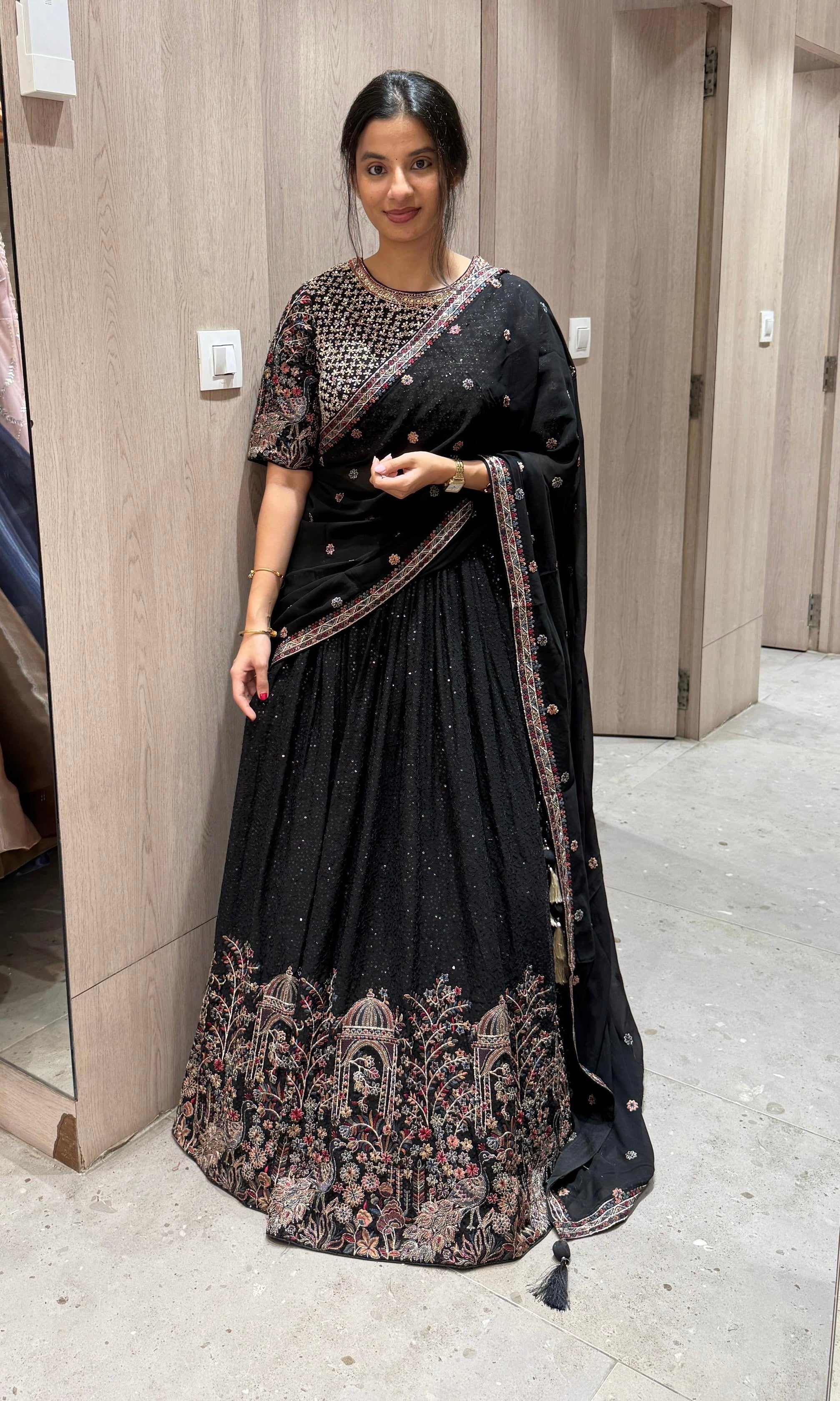 Elegant Black embellished Lehenga