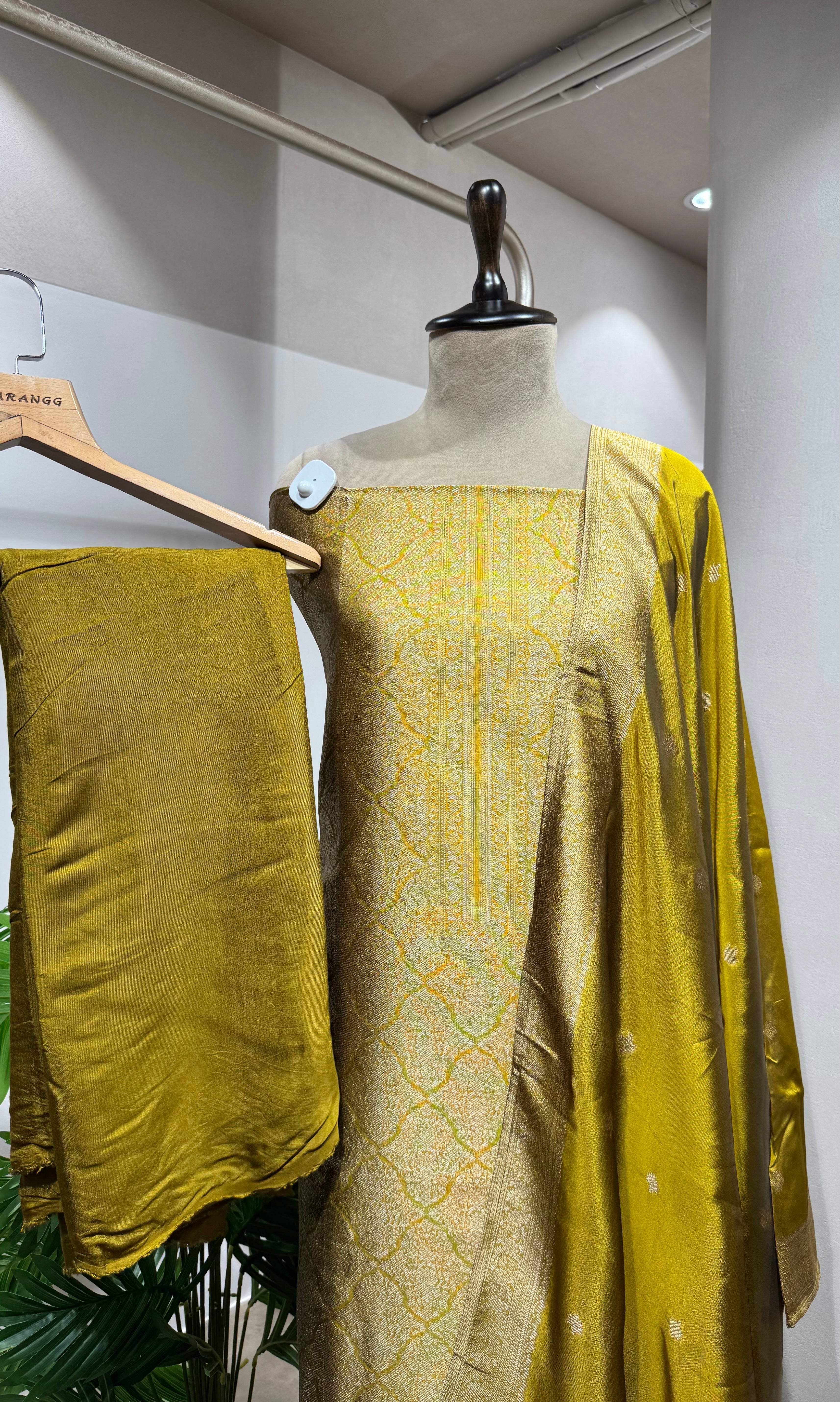 Mustard Banarasi Silk DRESS MATERIAL