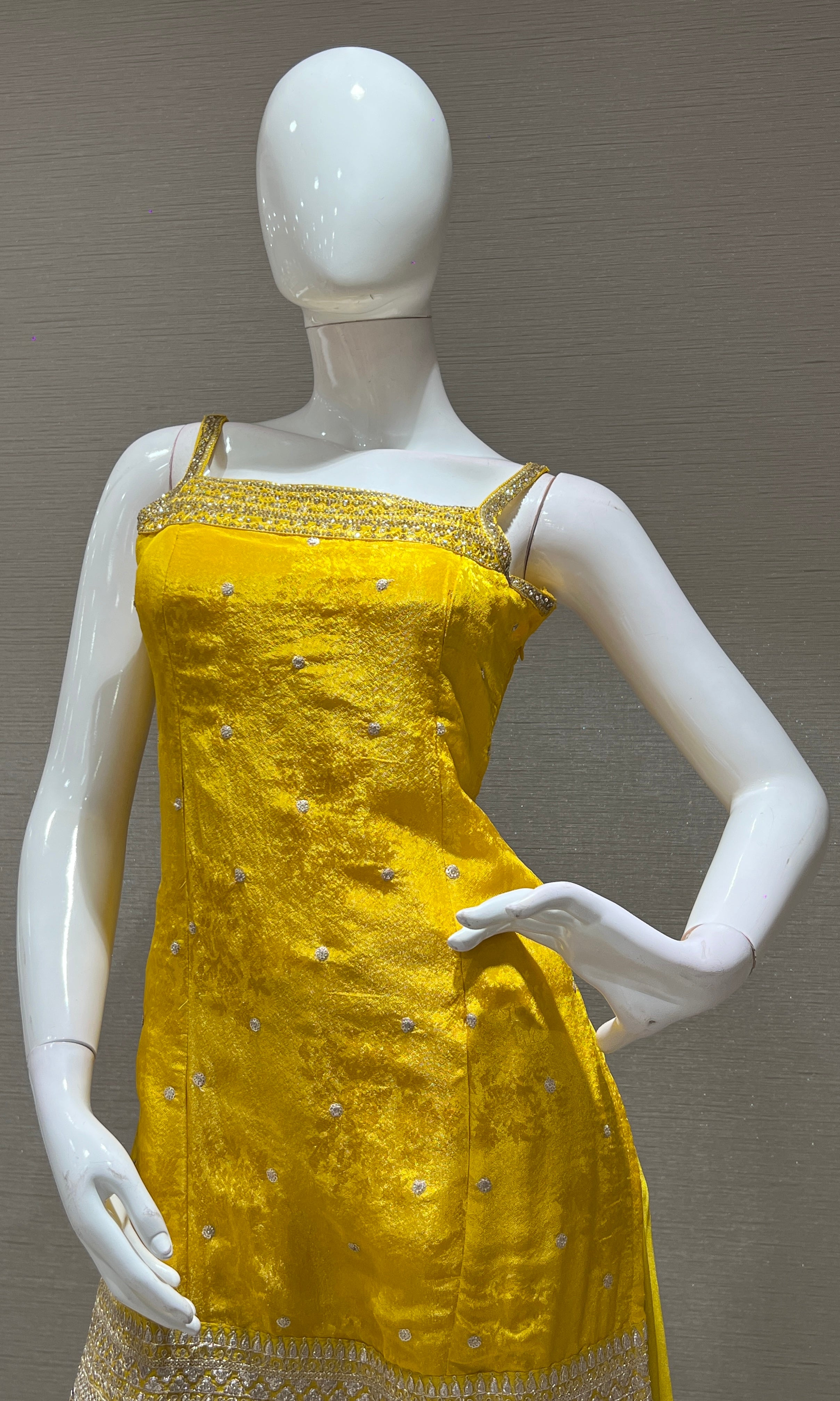 YELLOW embroidery sharara set with dupatta