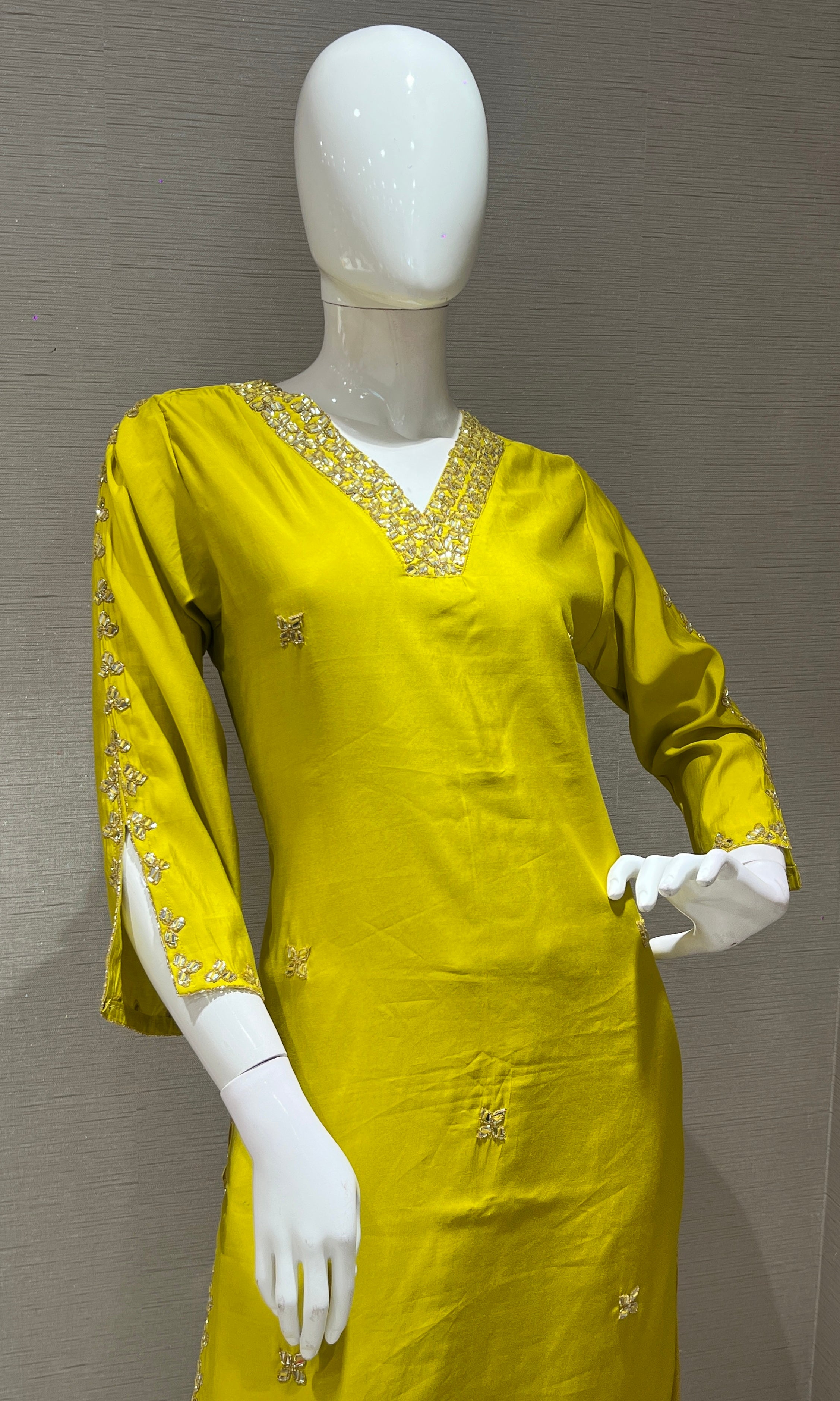 Liril embroidered kurta set with striped dupatta