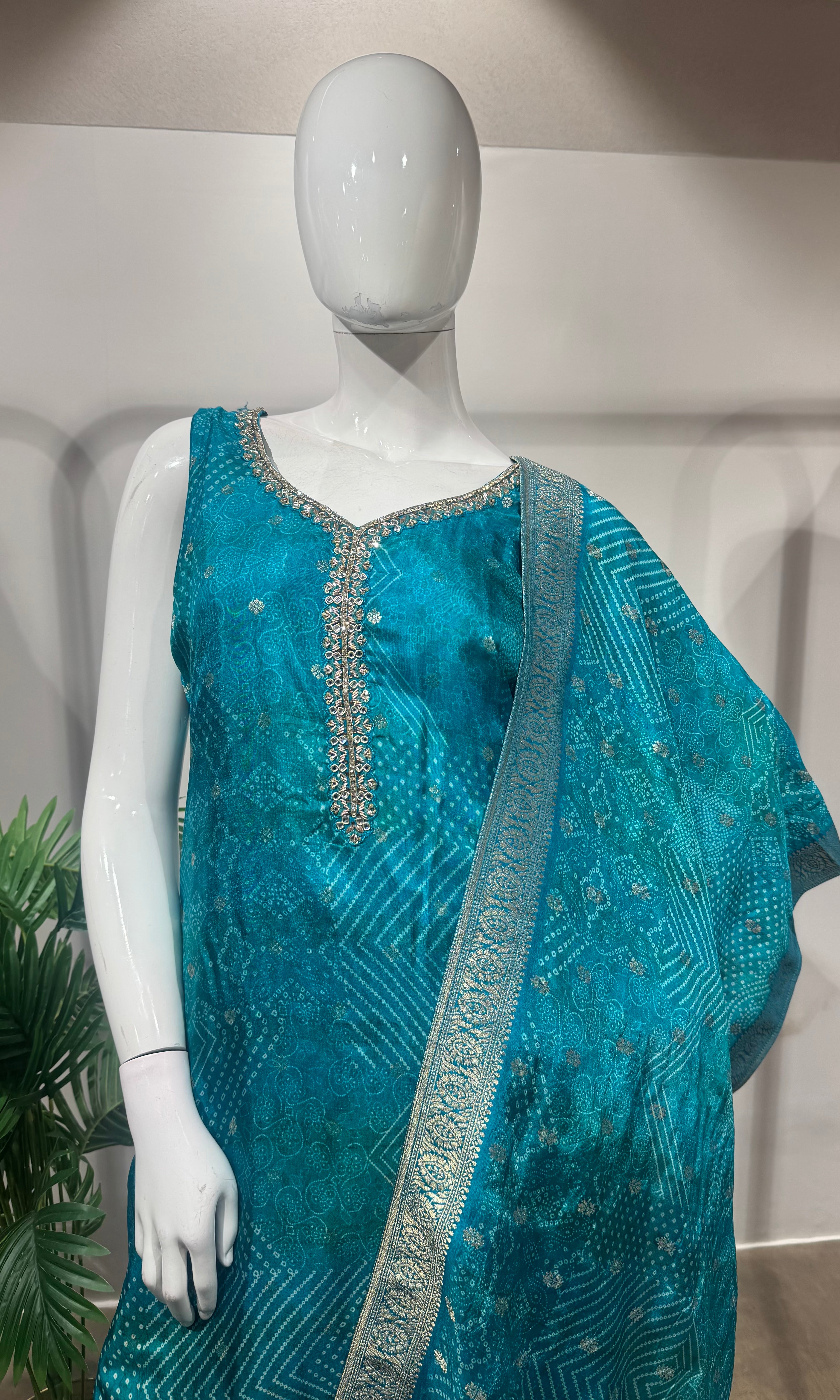 RAMA Bandhani print silk kurta set