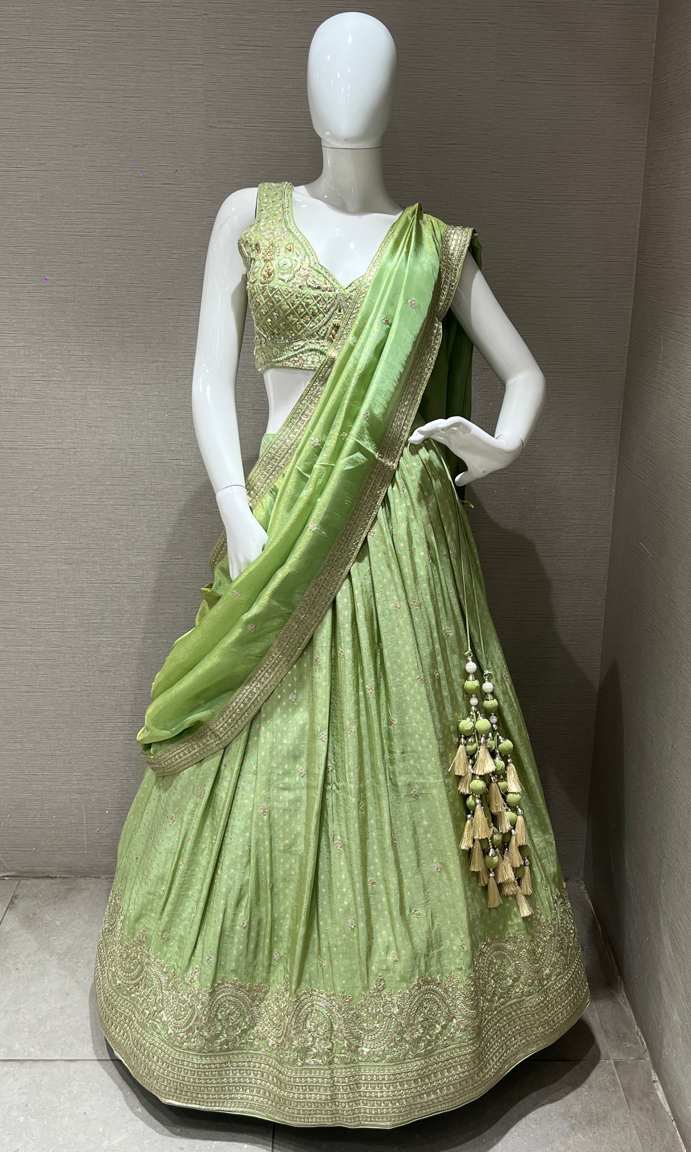 Parrot green Lehenga