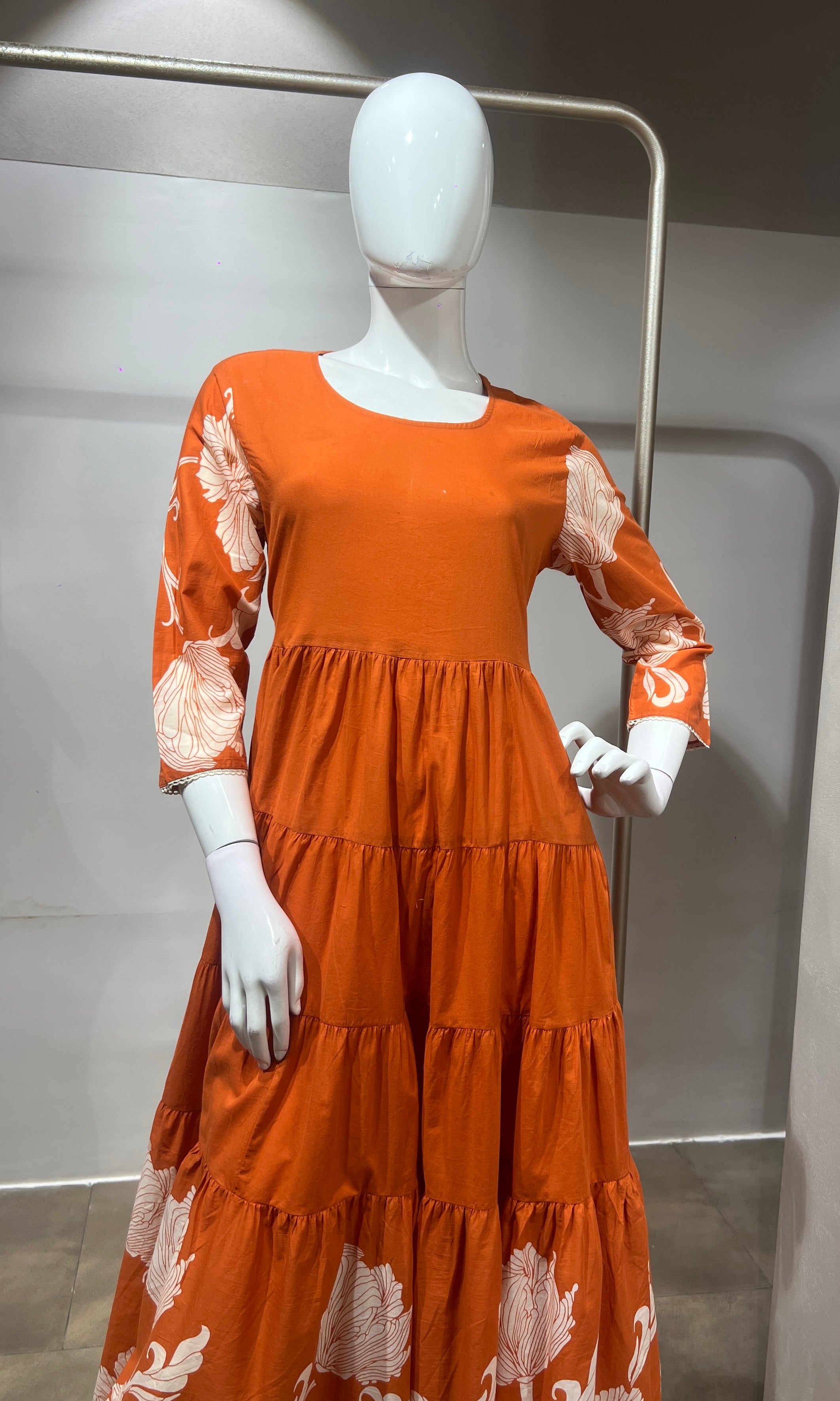 Rust Floral Frock with Jacket