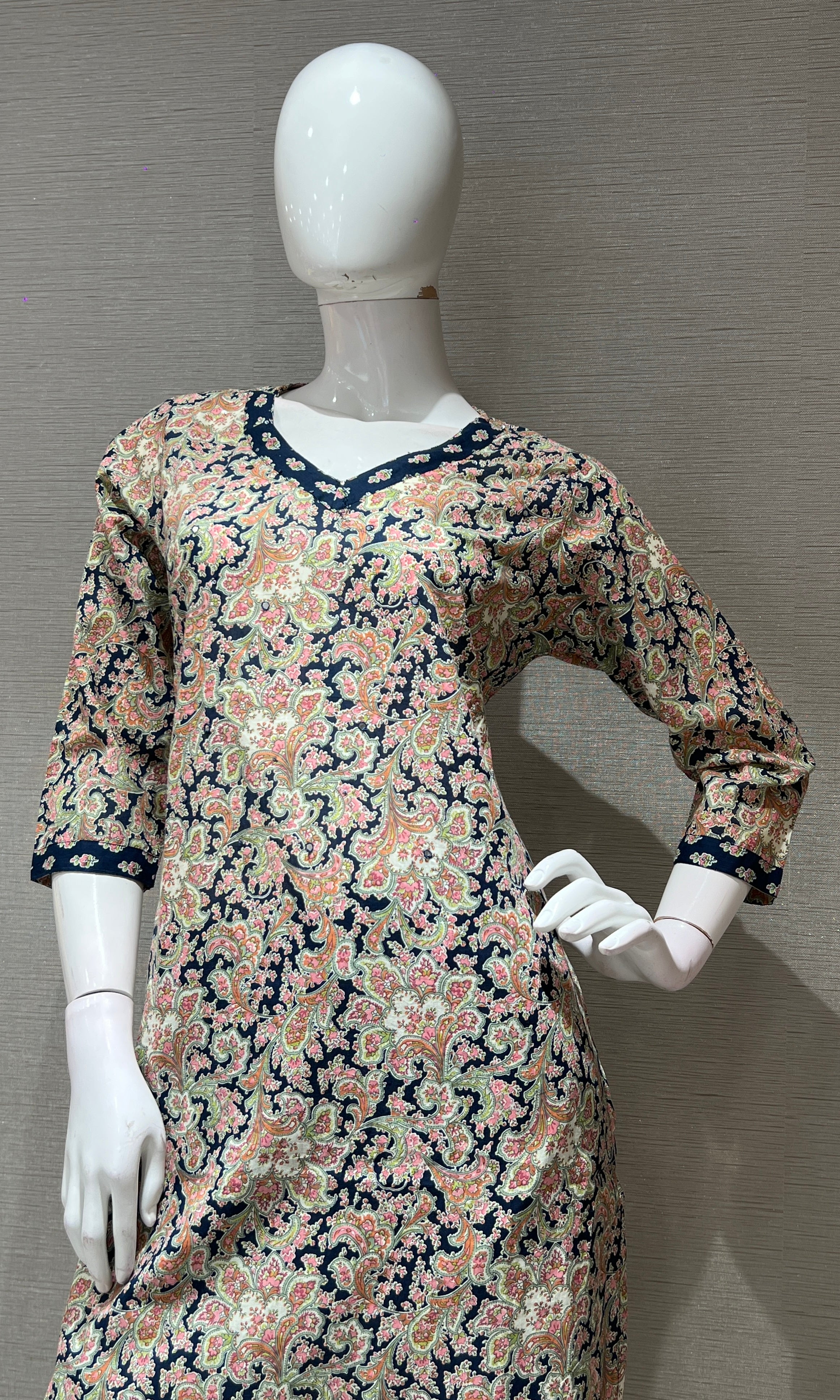 Light pink floral print kurta set